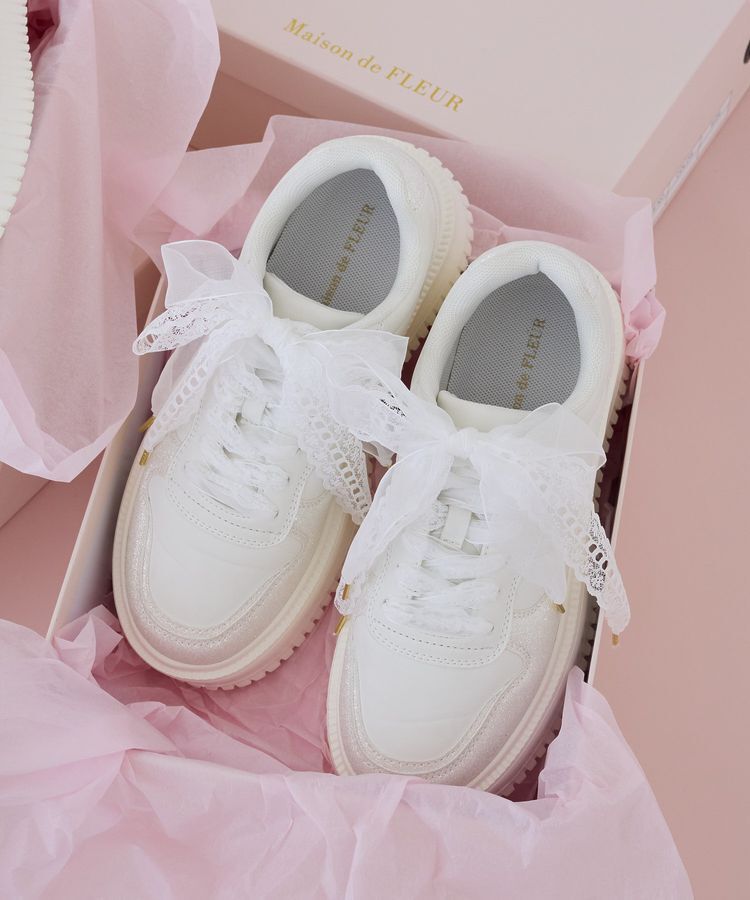 Maison de FLEUR「レースリボン厚底スニーカー」|スニーカー|