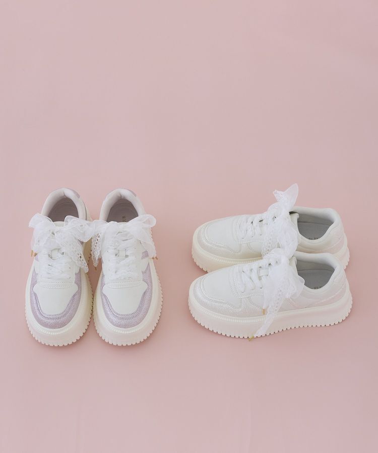 Maison de FLEUR「レースリボン厚底スニーカー」|スニーカー|