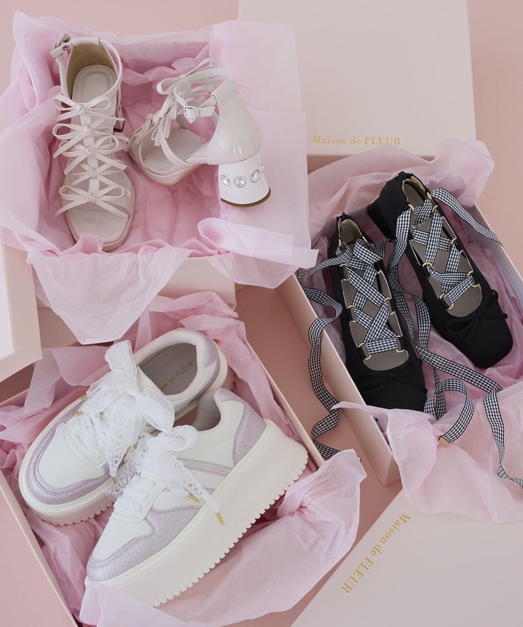 Maison de FLEUR「レースリボン厚底スニーカー」|スニーカー|