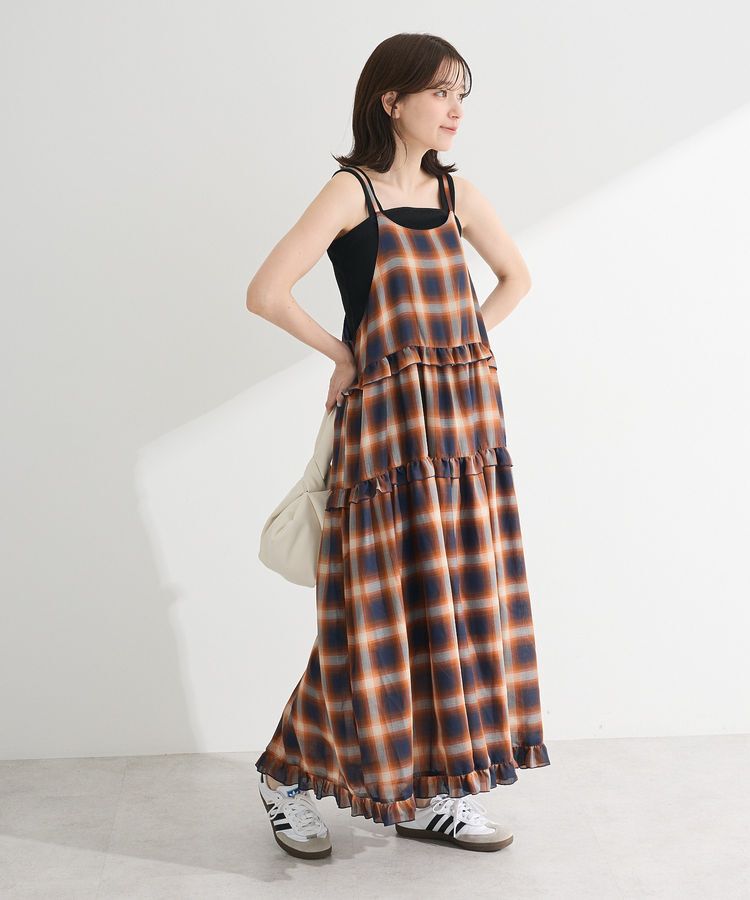 Green Parks「・Petit Fleur オンブレーチェックキャミワンピ」|ワンピース|Navy
