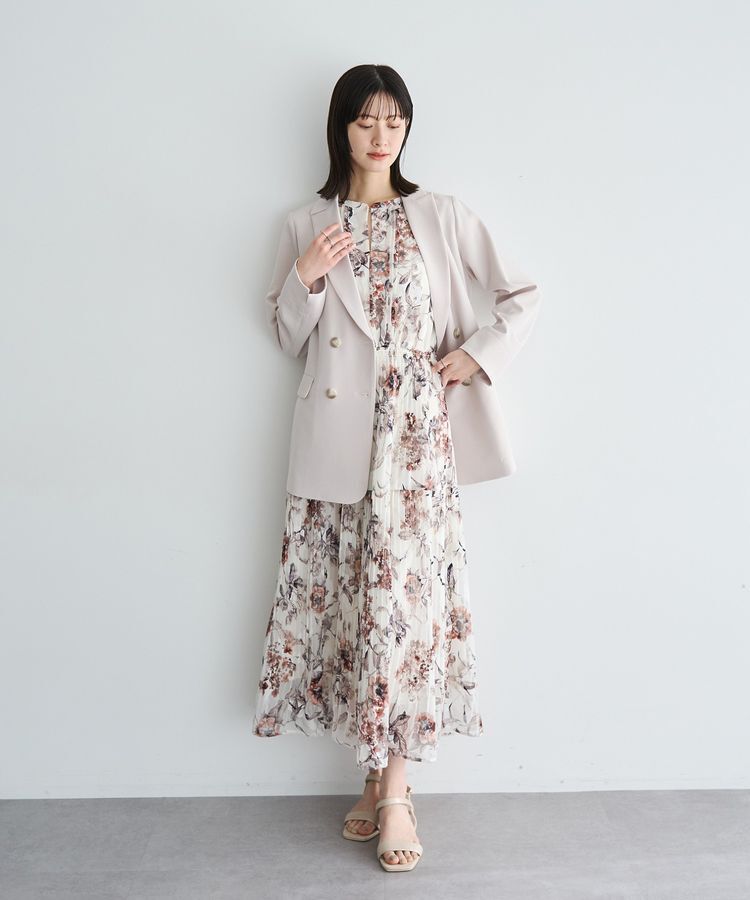 YECCA VECCA「【追加生産】フラワー柄シアープリーツワンピース」|ワンピース|