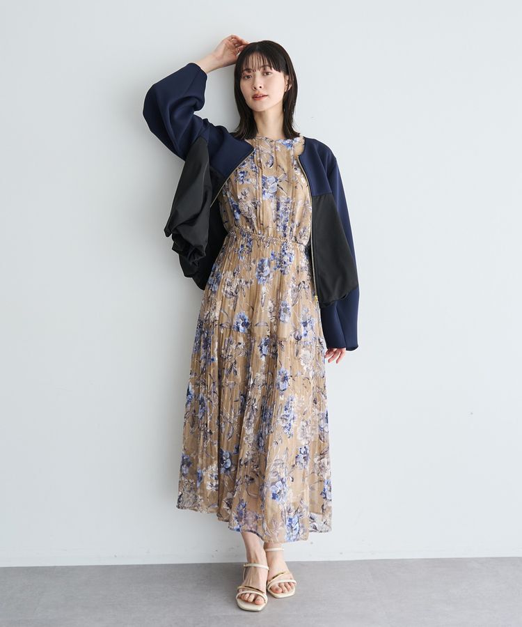 YECCA VECCA「【追加生産】フラワー柄シアープリーツワンピース」|ワンピース|