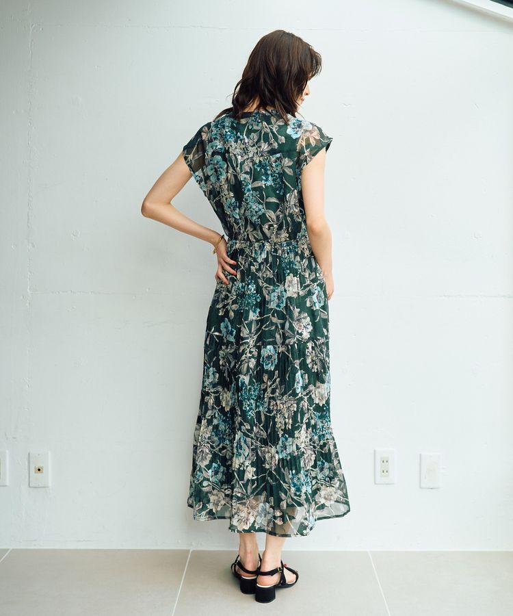YECCA VECCA「【追加生産】フラワー柄シアープリーツワンピース」|ワンピース|