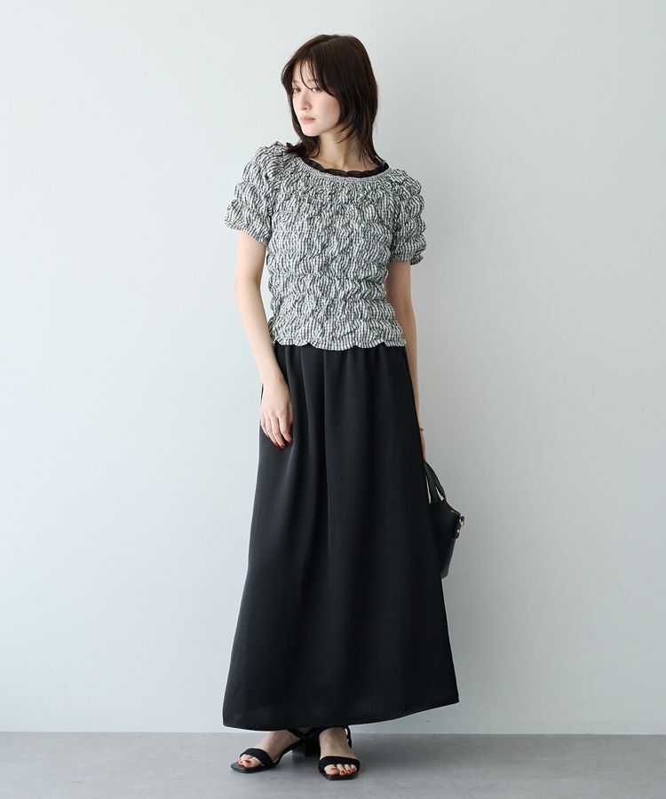 YECCA VECCA「【2way着用可能】チェック柄シャーリングブラウス」|シャツ・ブラウス|