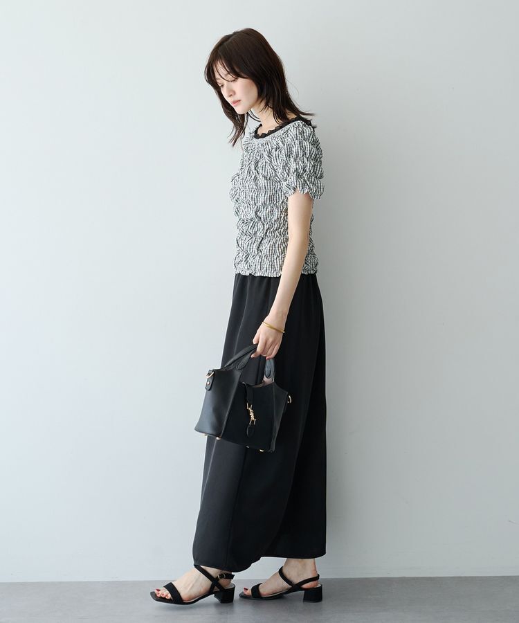 YECCA VECCA「【2way着用可能】チェック柄シャーリングブラウス」|シャツ・ブラウス|