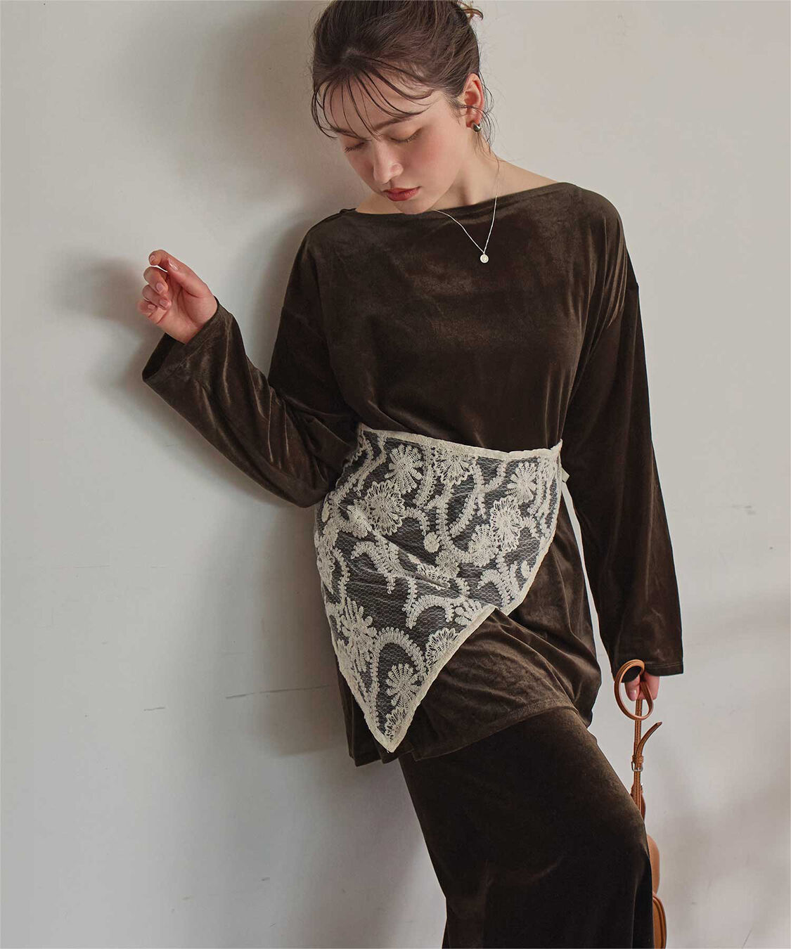 titivate「シアーベロアオーバーサイズロングTシャツ」|Tシャツ・カットソー|