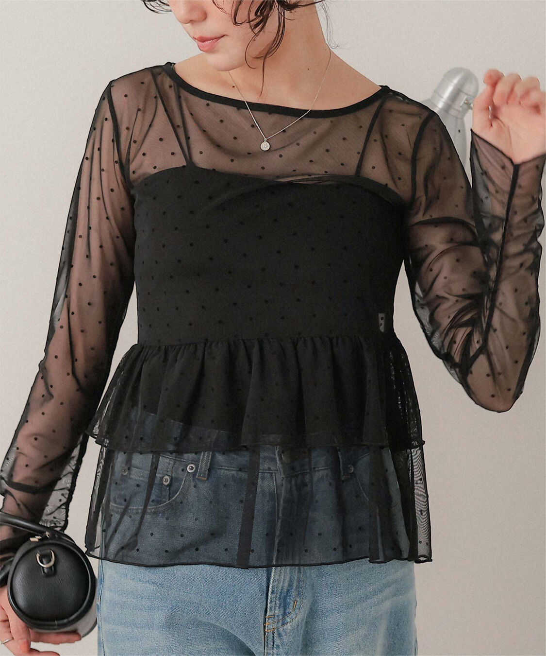 titivate「ティアードデザインシアートップス」|Tシャツ・カットソー|ブラック