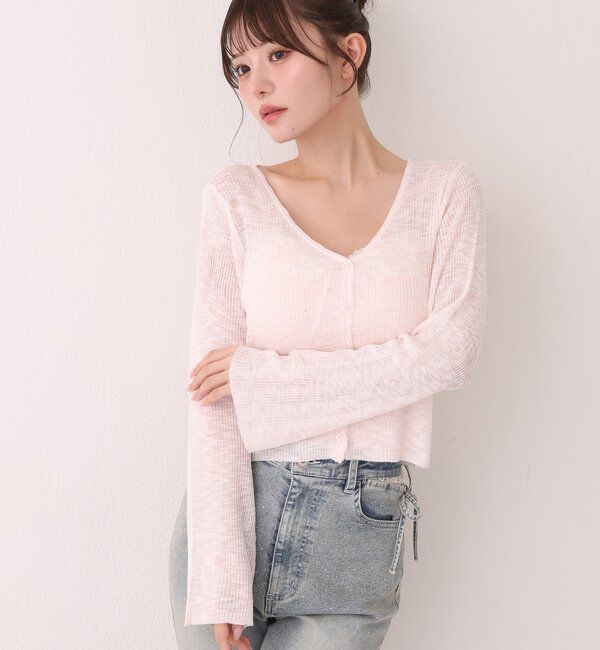  「【選べる4サイズ】サイドカットレース美脚ビジューデニム」|その他|