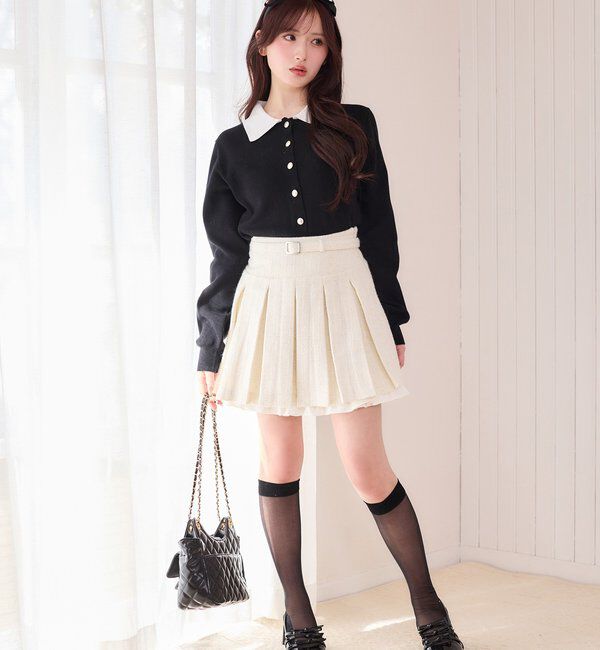  「【SMサイズ展開あり】ベルト付きレイヤードプリーツミニスカート」|チノ|