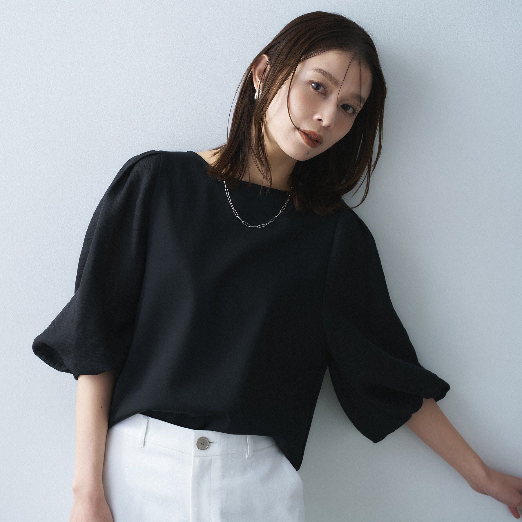 UNTITLED「【洗える/袖シアー】ポンチ袖ボリュームトップス」|Tシャツ・カットソー|
