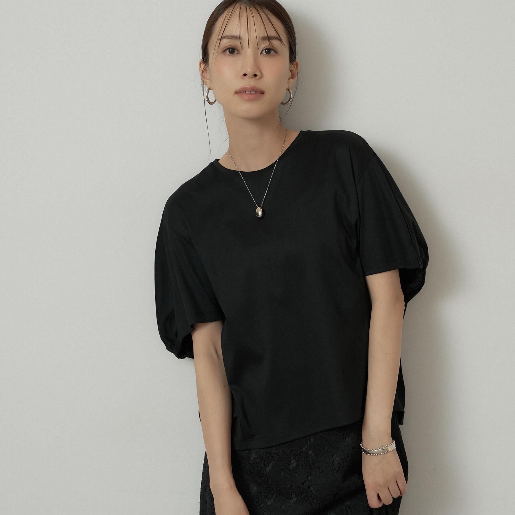 UNTITLED「【汗染み防止/接触冷感】ドルマンプルオーバー」|Tシャツ・カットソー|ブラック(019)