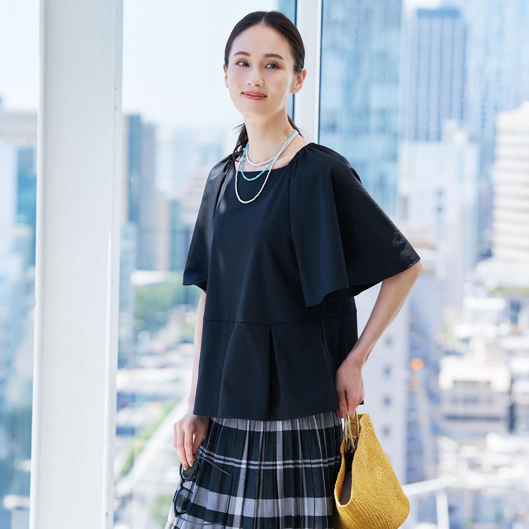 Reflect「【UVカット／接触冷感／吸水速乾】フレアスリーブペプラムカットソー」|Tシャツ・カットソー|