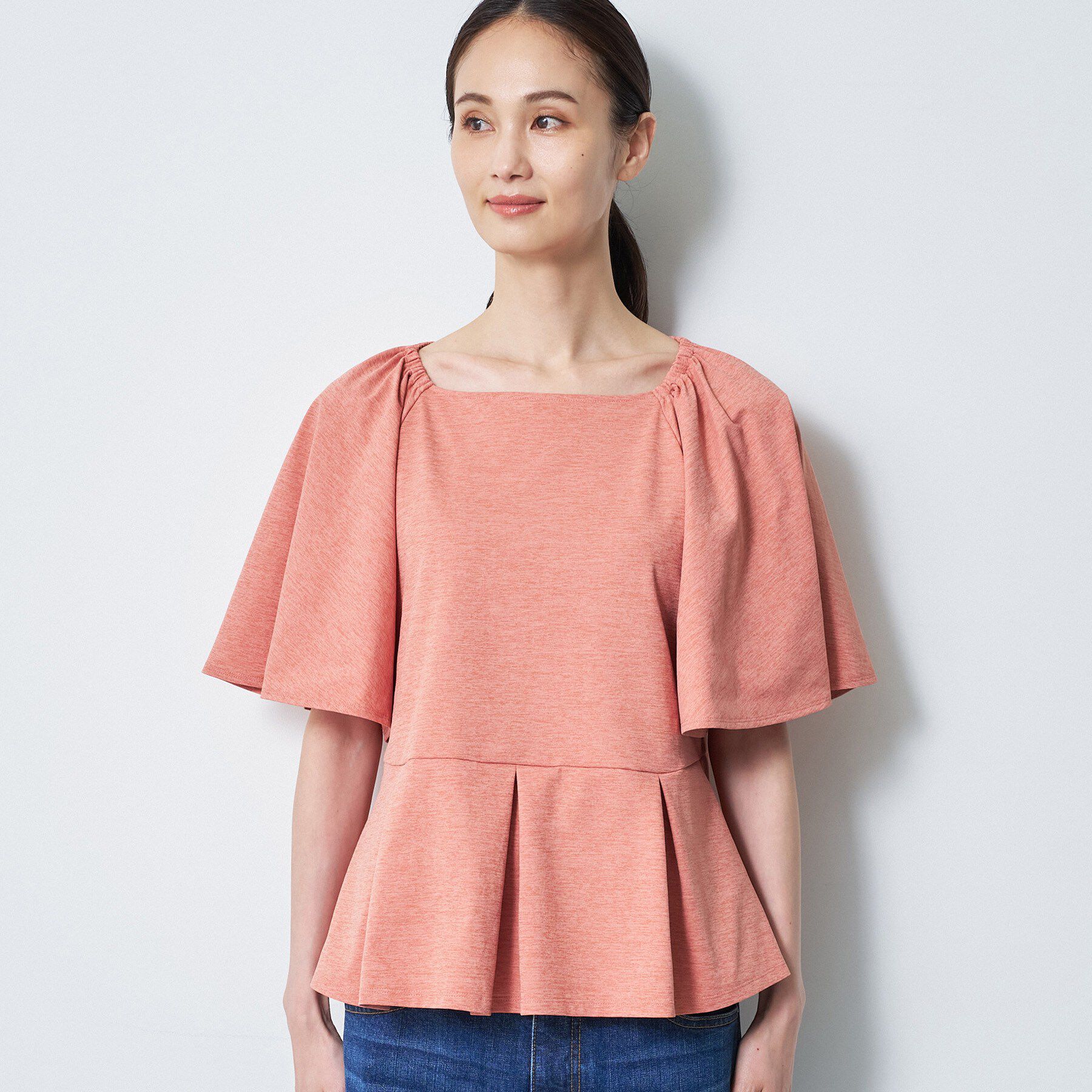 Reflect「【UVカット／接触冷感／吸水速乾】フレアスリーブペプラムカットソー」|Tシャツ・カットソー|