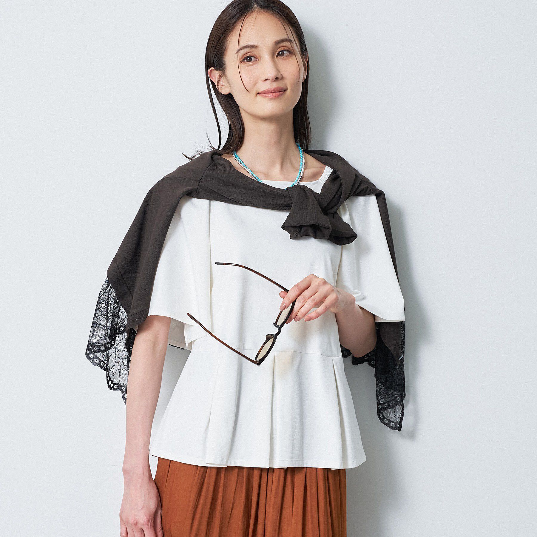Reflect「【UVカット／接触冷感／吸水速乾】フレアスリーブペプラムカットソー」|Tシャツ・カットソー|