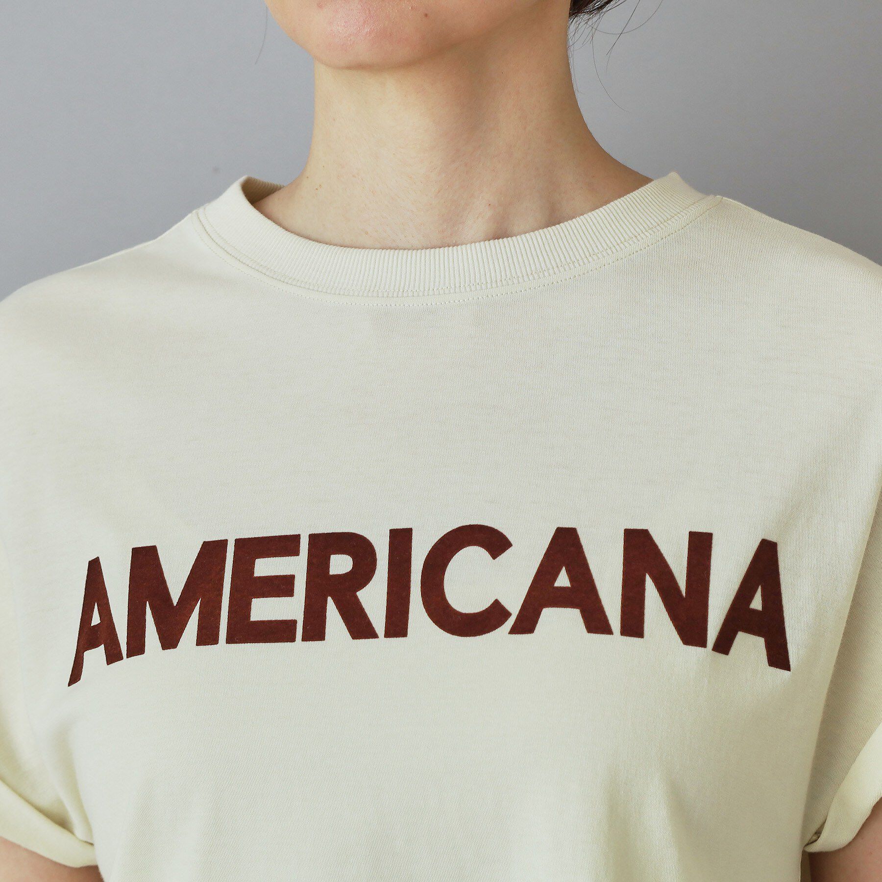 DRESSTERIOR「Americana（アメリカーナ）【別注】 接触冷感 袖ロールアップ ロゴTシャツ」|Tシャツ・カットソー|