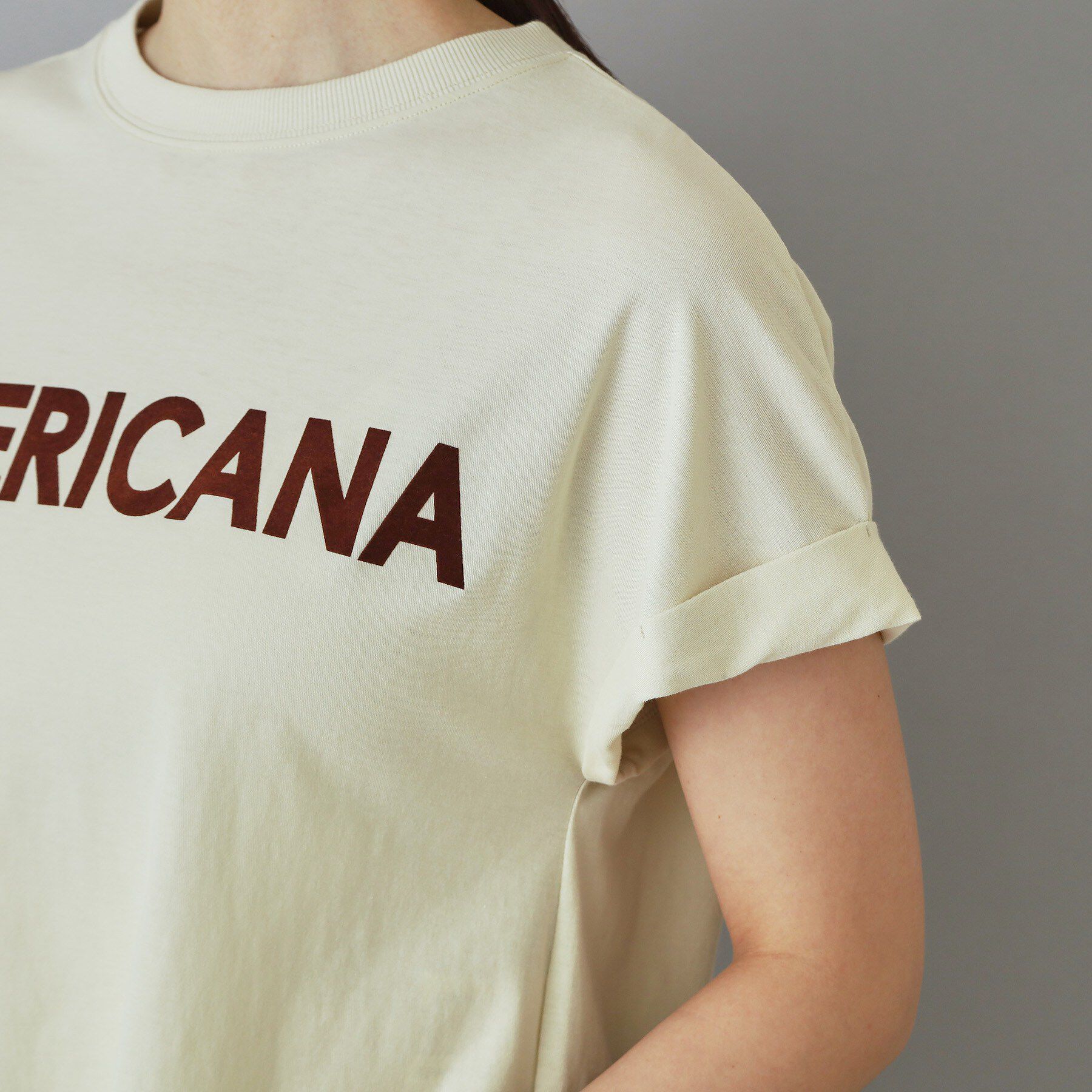 DRESSTERIOR「Americana（アメリカーナ）【別注】 接触冷感 袖ロールアップ ロゴTシャツ」|Tシャツ・カットソー|