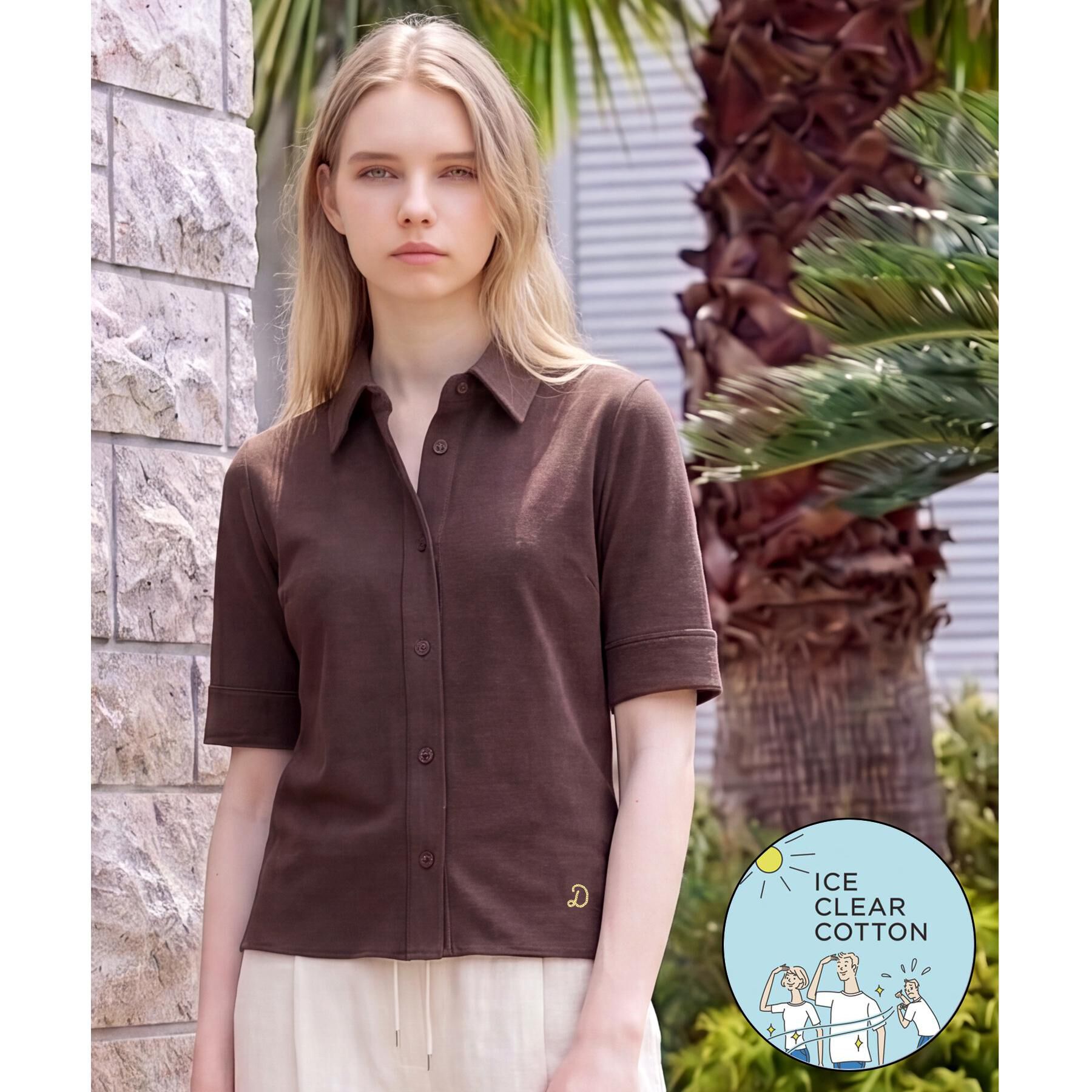 DRESSTERIOR「【接触冷感／抗菌防臭／消臭】ICE CLEAR COTTON ハーフスリーブシャツ」|Tシャツ・カットソー|ブラウン(044)