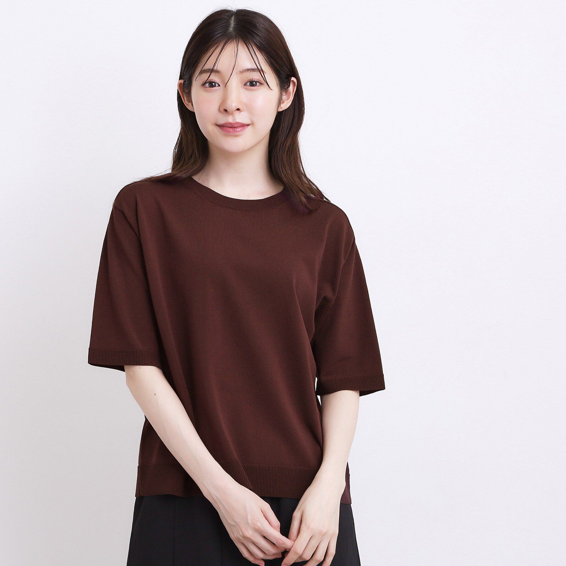 grove「【ひんやり・UVカット・洗濯機◎】Tシャツ感覚で着られるコットン混ニット」|ニット・セーター|