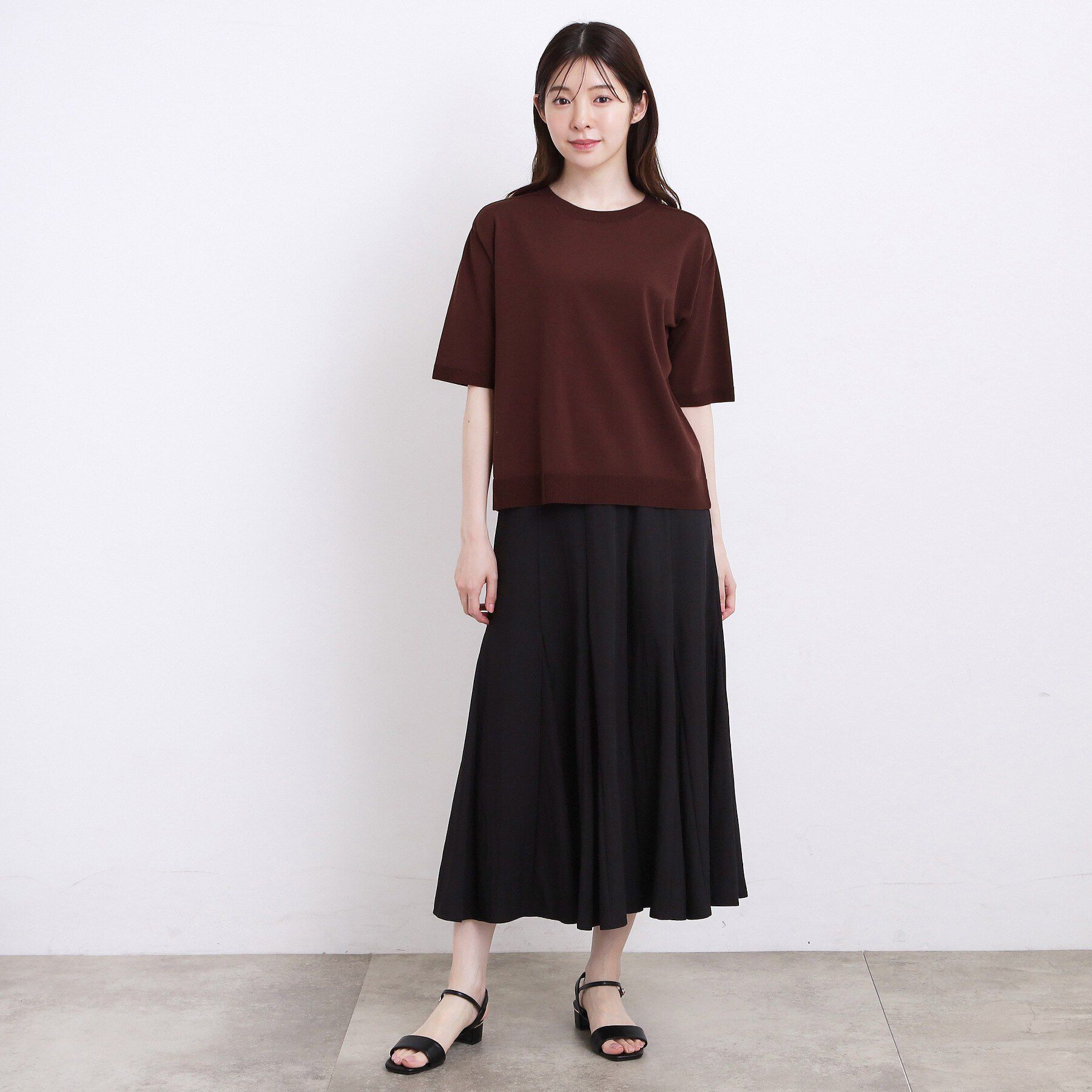 grove「【ひんやり・UVカット・洗濯機◎】Tシャツ感覚で着られるコットン混ニット」|ニット・セーター|