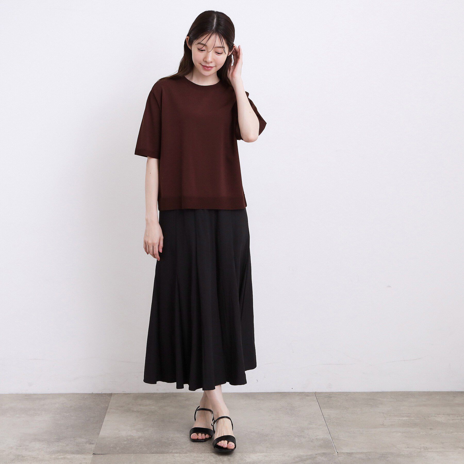 grove「【ひんやり・UVカット・洗濯機◎】Tシャツ感覚で着られるコットン混ニット」|ニット・セーター|