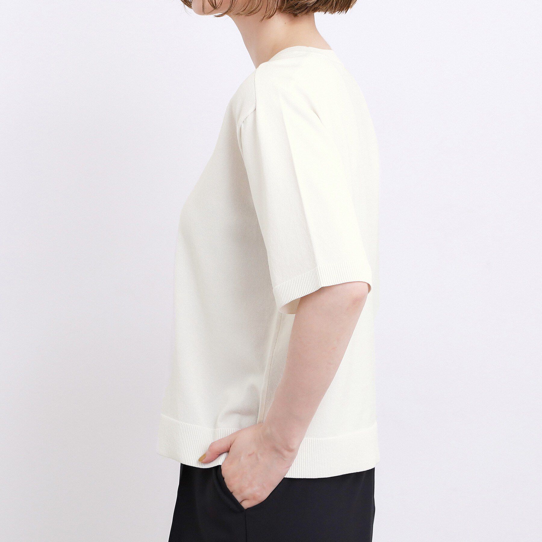 grove「【ひんやり・UVカット・洗濯機◎】Tシャツ感覚で着られるコットン混ニット」|ニット・セーター|