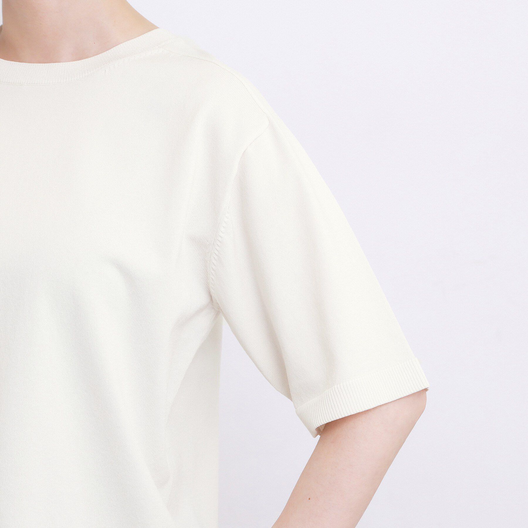 grove「【ひんやり・UVカット・洗濯機◎】Tシャツ感覚で着られるコットン混ニット」|ニット・セーター|