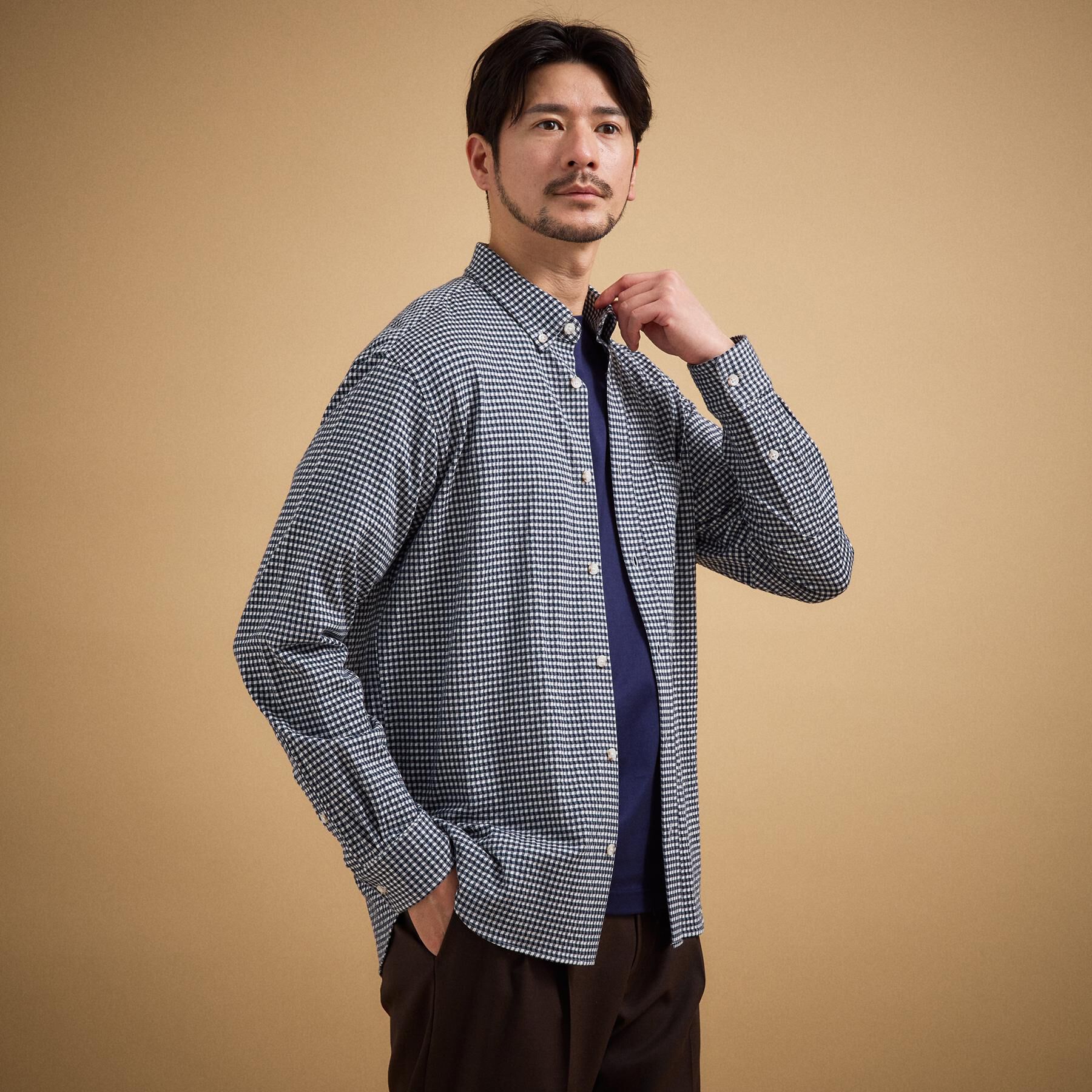TAKEO KIKUCHI「【抗菌防臭/シーズンレス】シアサッカーギンガムチェック ストレッチシャツ」|シャツ・ブラウス|