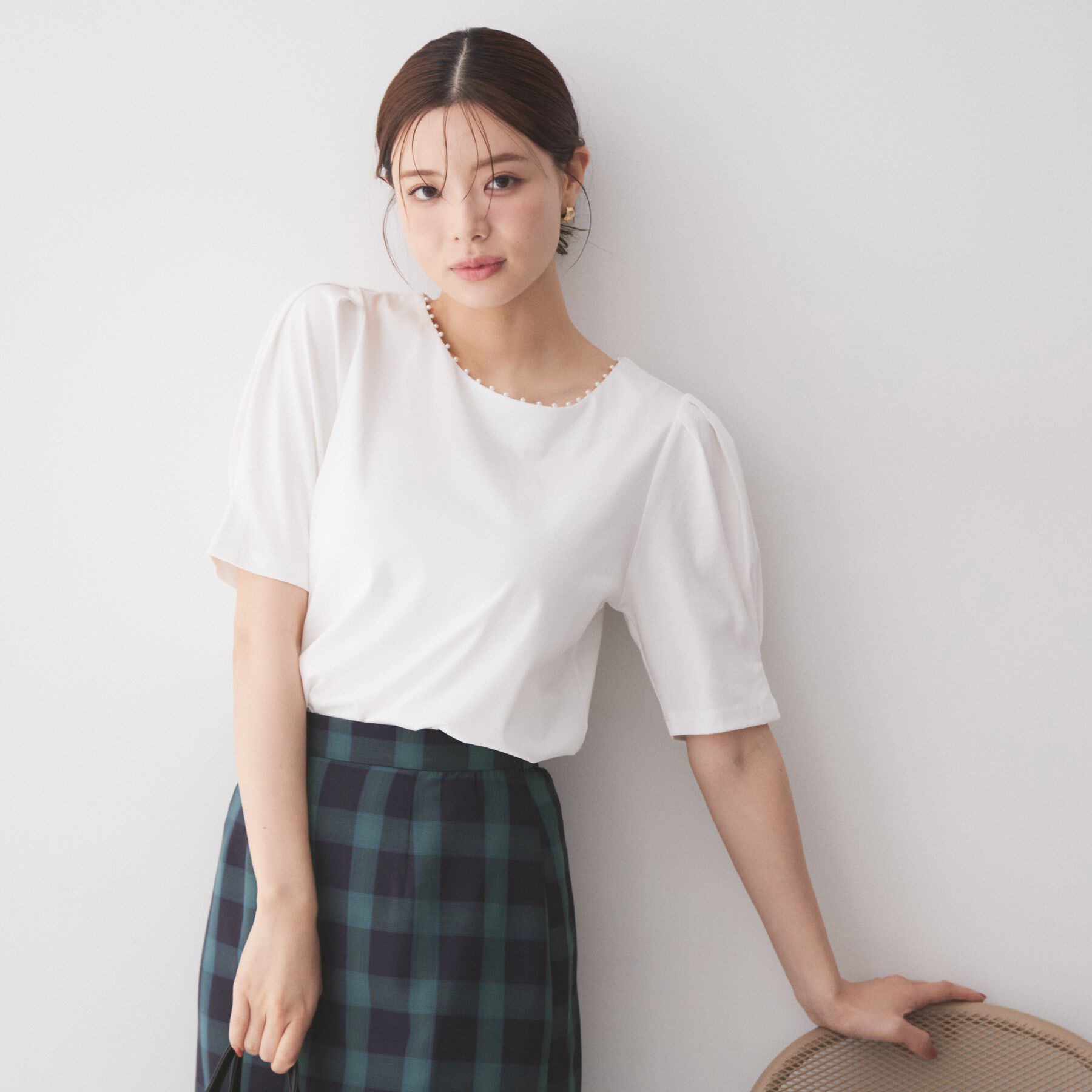 index「【接触冷感／UVケア】パール調ネックタックスリーブトップス《洗濯機OK／6col》」|Tシャツ・カットソー|