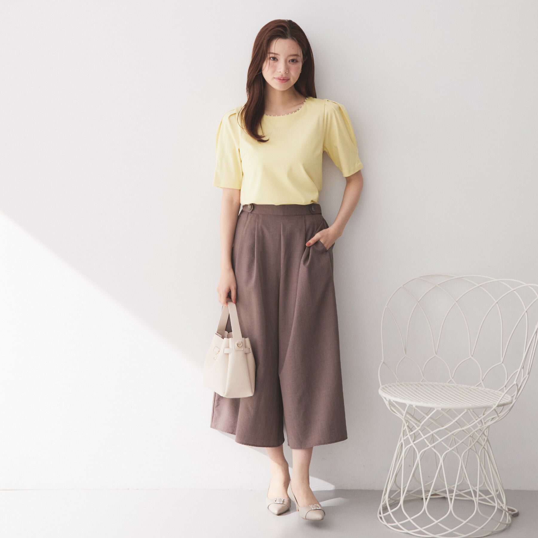 index「【接触冷感／UVケア】パール調ネックタックスリーブトップス《洗濯機OK／6col》」|Tシャツ・カットソー|