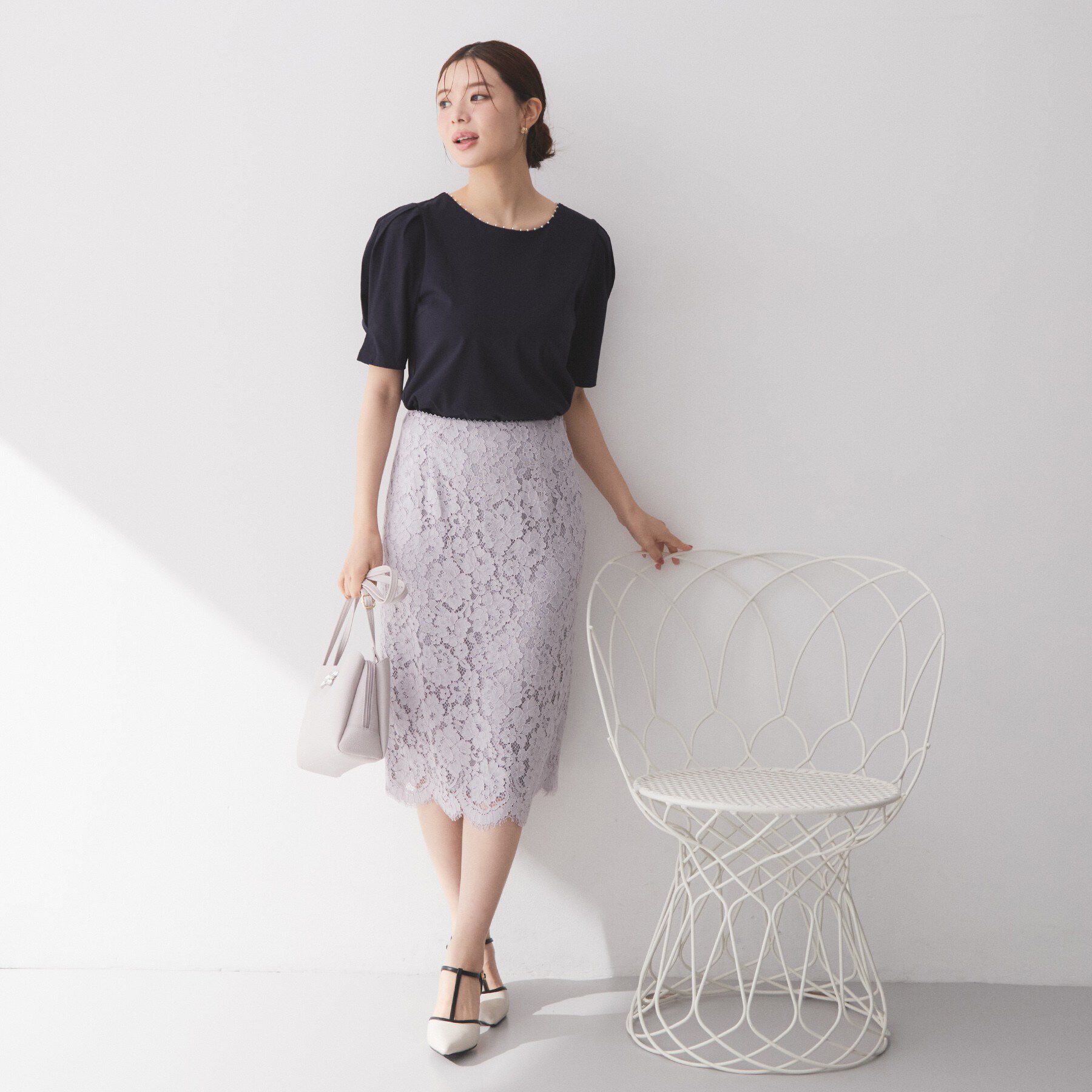 index「【接触冷感／UVケア】パール調ネックタックスリーブトップス《洗濯機OK／6col》」|Tシャツ・カットソー|