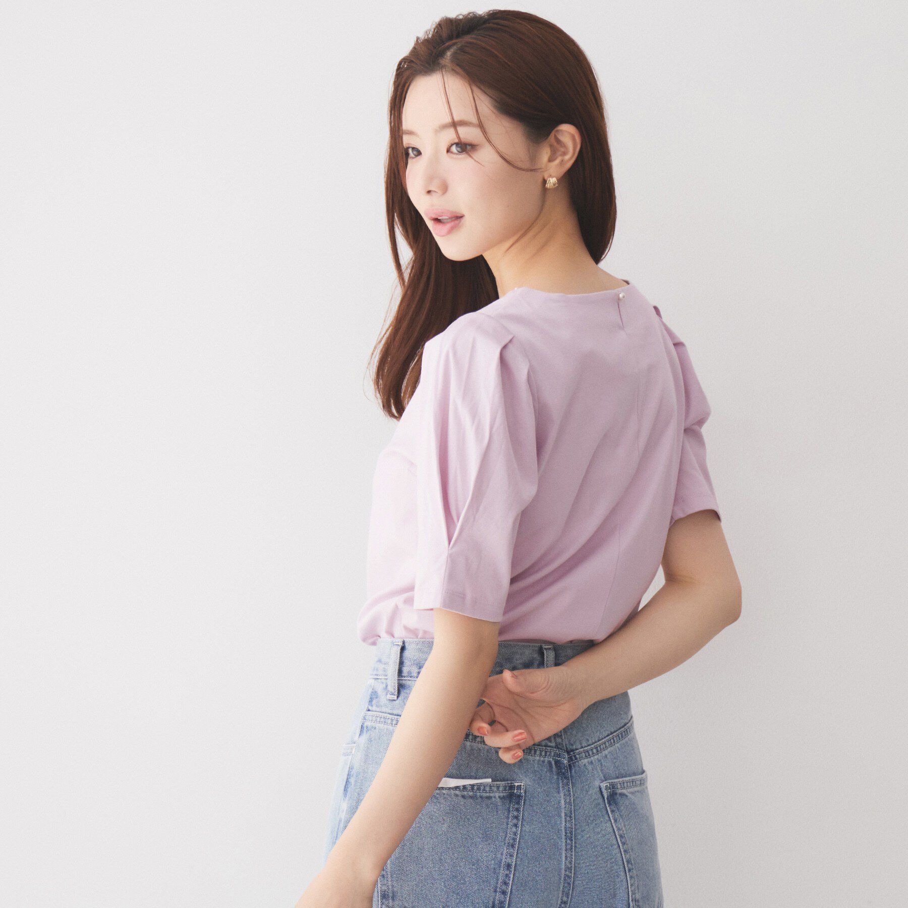 index「【接触冷感／UVケア】パール調ネックタックスリーブトップス《洗濯機OK／6col》」|Tシャツ・カットソー|