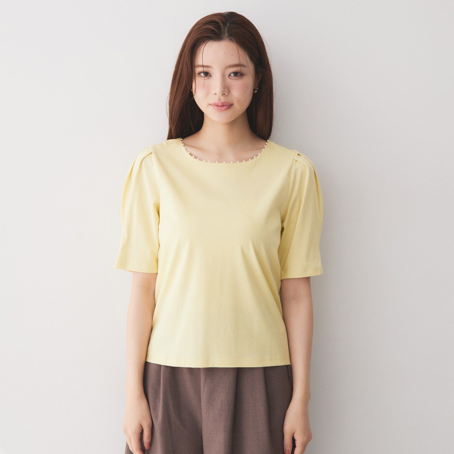 index「【接触冷感／UVケア】パール調ネックタックスリーブトップス《洗濯機OK／6col》」|Tシャツ・カットソー|