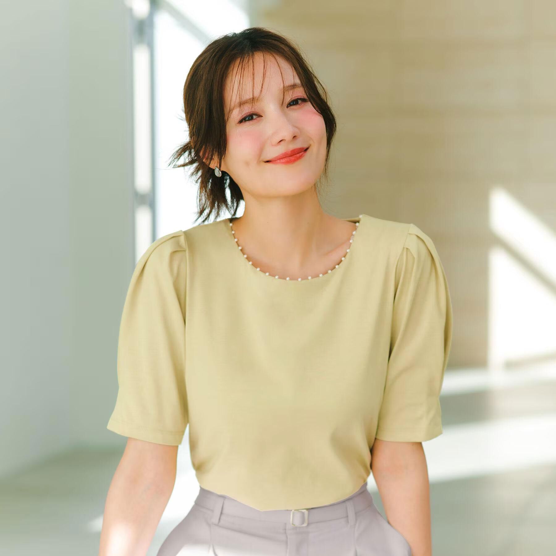 index「【接触冷感／UVケア】パール調ネックタックスリーブトップス《洗濯機OK／6col》」|Tシャツ・カットソー|