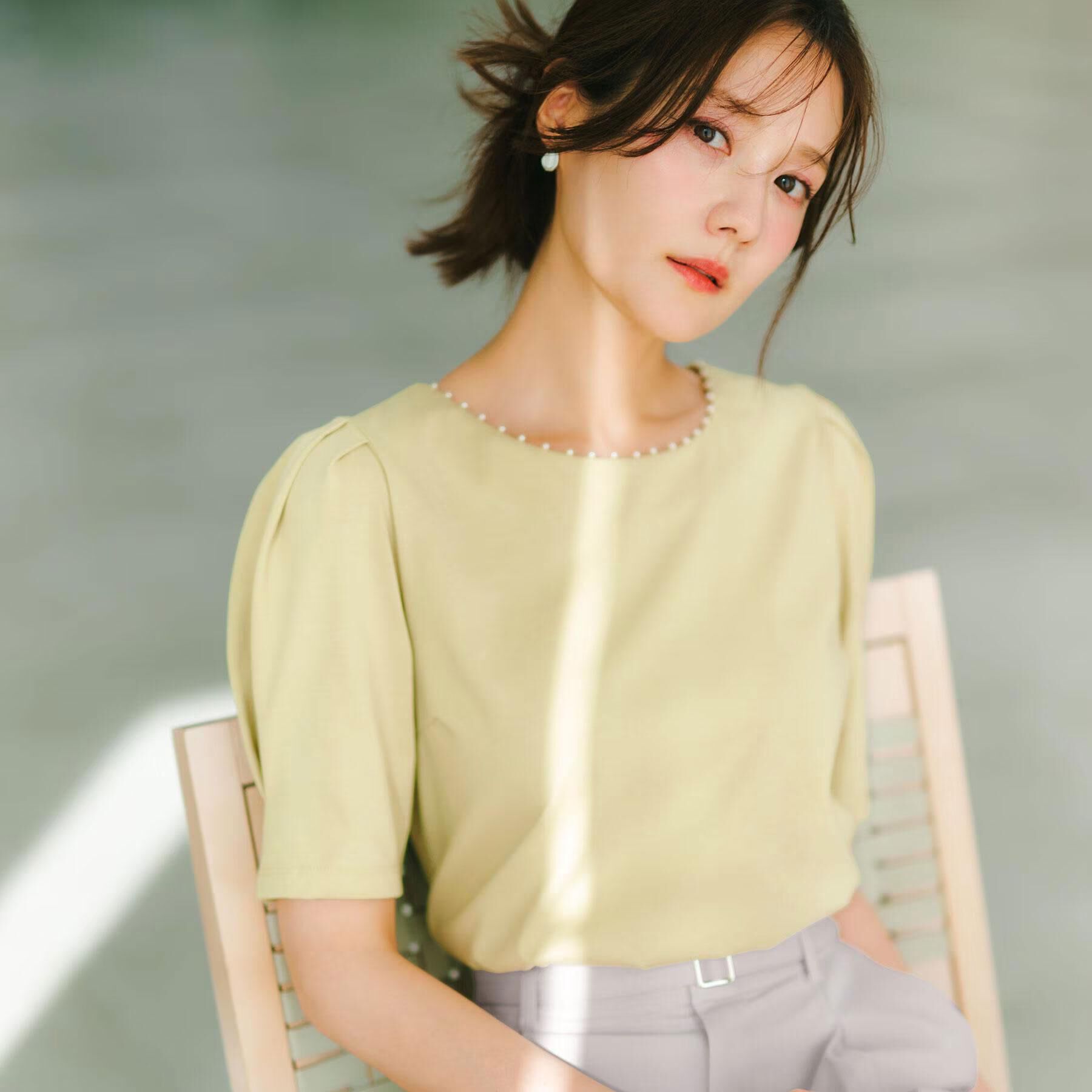 index「【接触冷感／UVケア】パール調ネックタックスリーブトップス《洗濯機OK／6col》」|Tシャツ・カットソー|