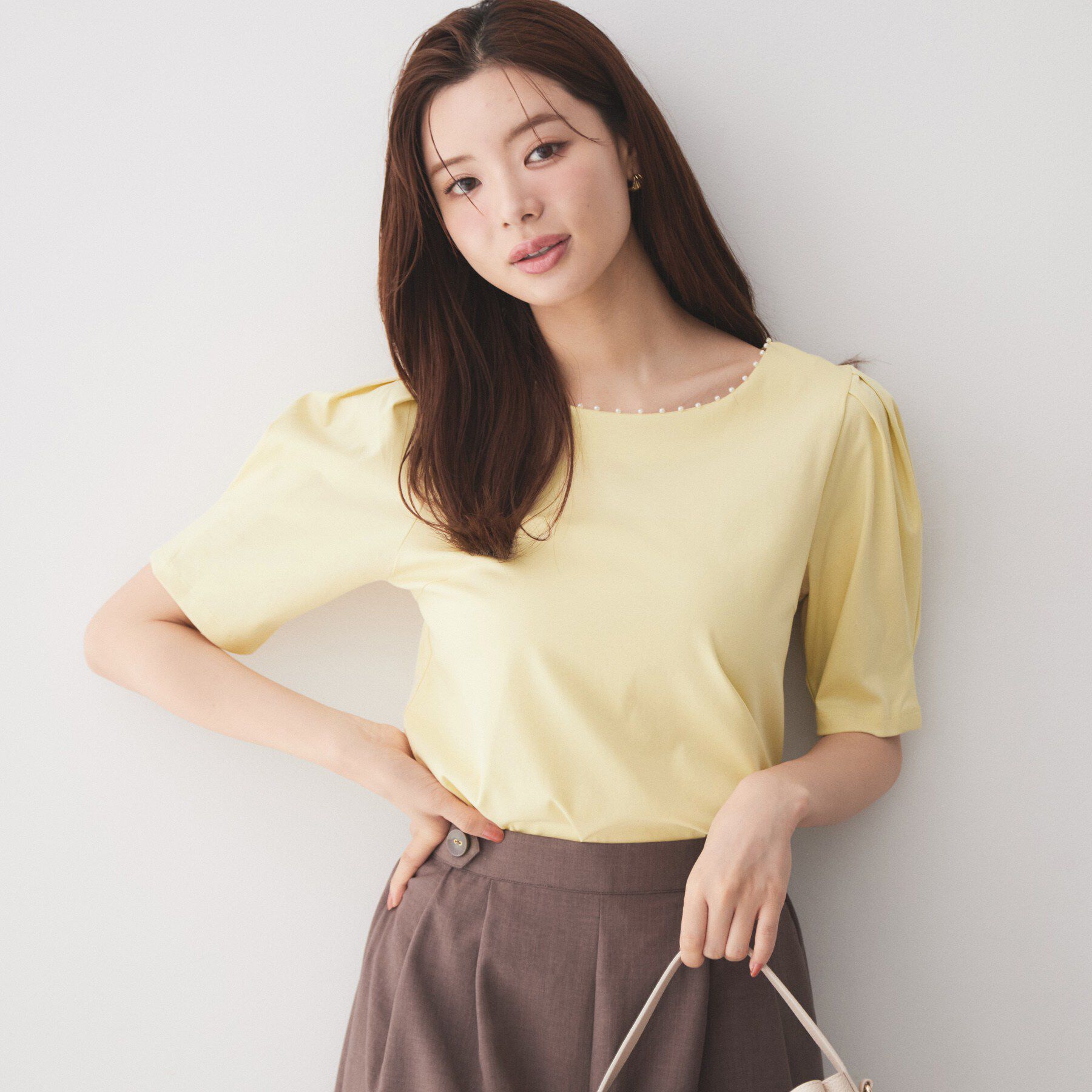 index「【接触冷感／UVケア】パール調ネックタックスリーブトップス《洗濯機OK／6col》」|Tシャツ・カットソー|