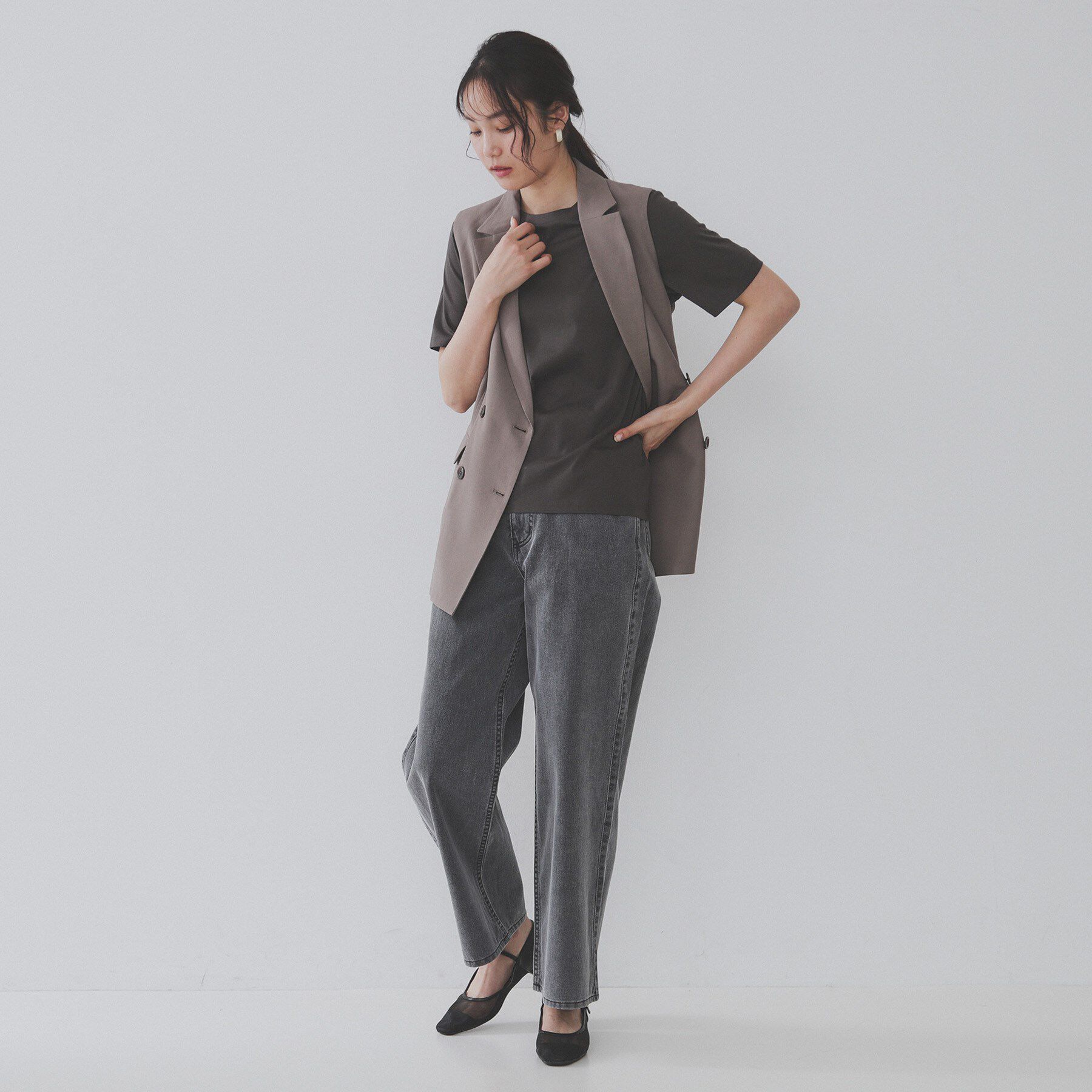 OPAQUE.CLIP「《5色展開／SS-LLサイズ》ベーシッククルーネックTシャツ【接触冷感／洗濯機洗い可】」|Tシャツ・カットソー|