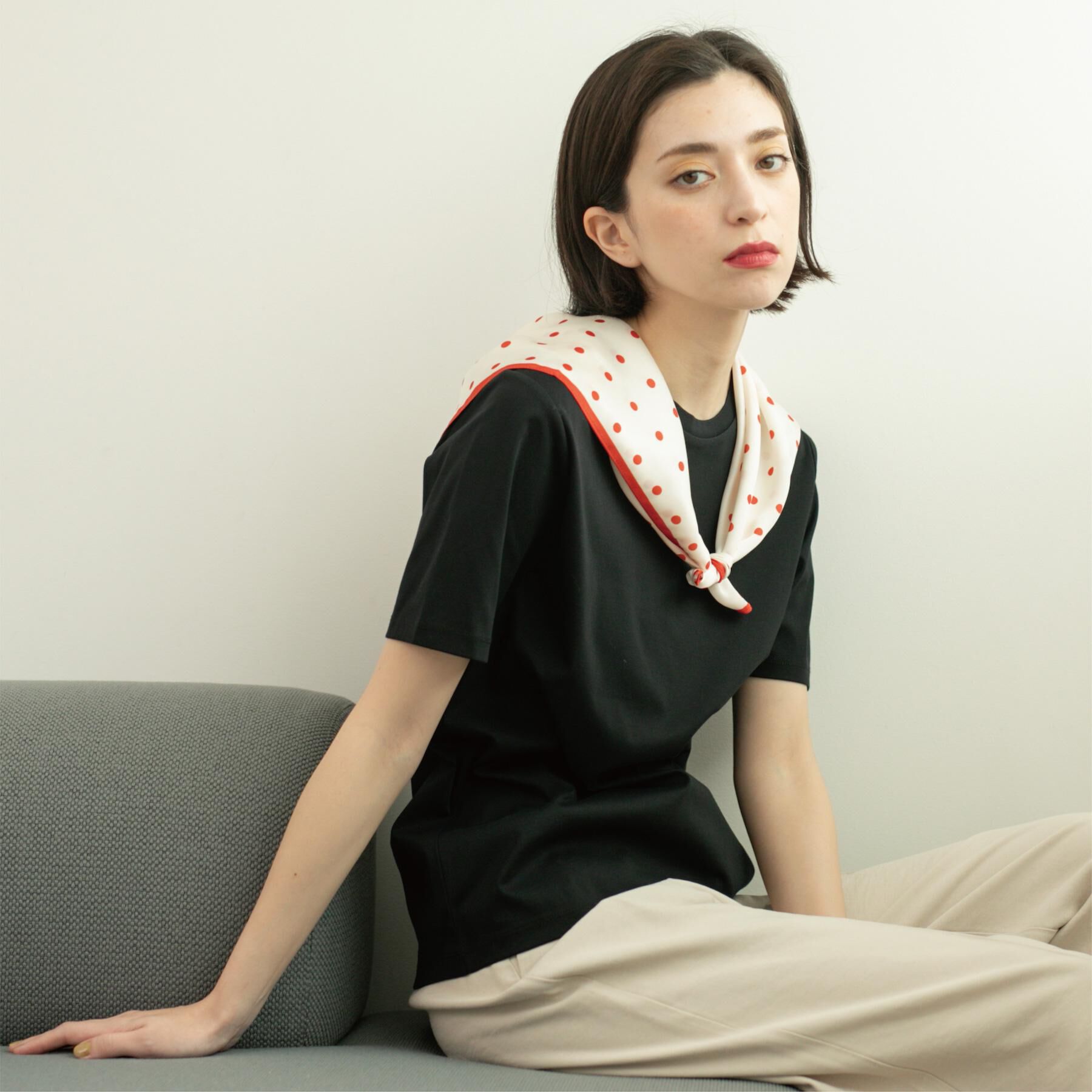 OPAQUE.CLIP「《5色展開／SS-LLサイズ》ベーシッククルーネックTシャツ【接触冷感／洗濯機洗い可】」|Tシャツ・カットソー|ブラック(019)