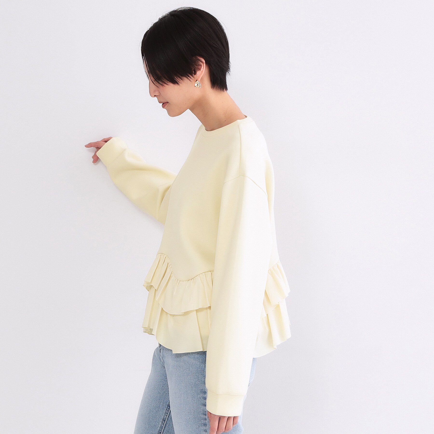 OPAQUE.CLIP「裾フリルドッキングトップス【洗濯機OK】」|Tシャツ・カットソー|