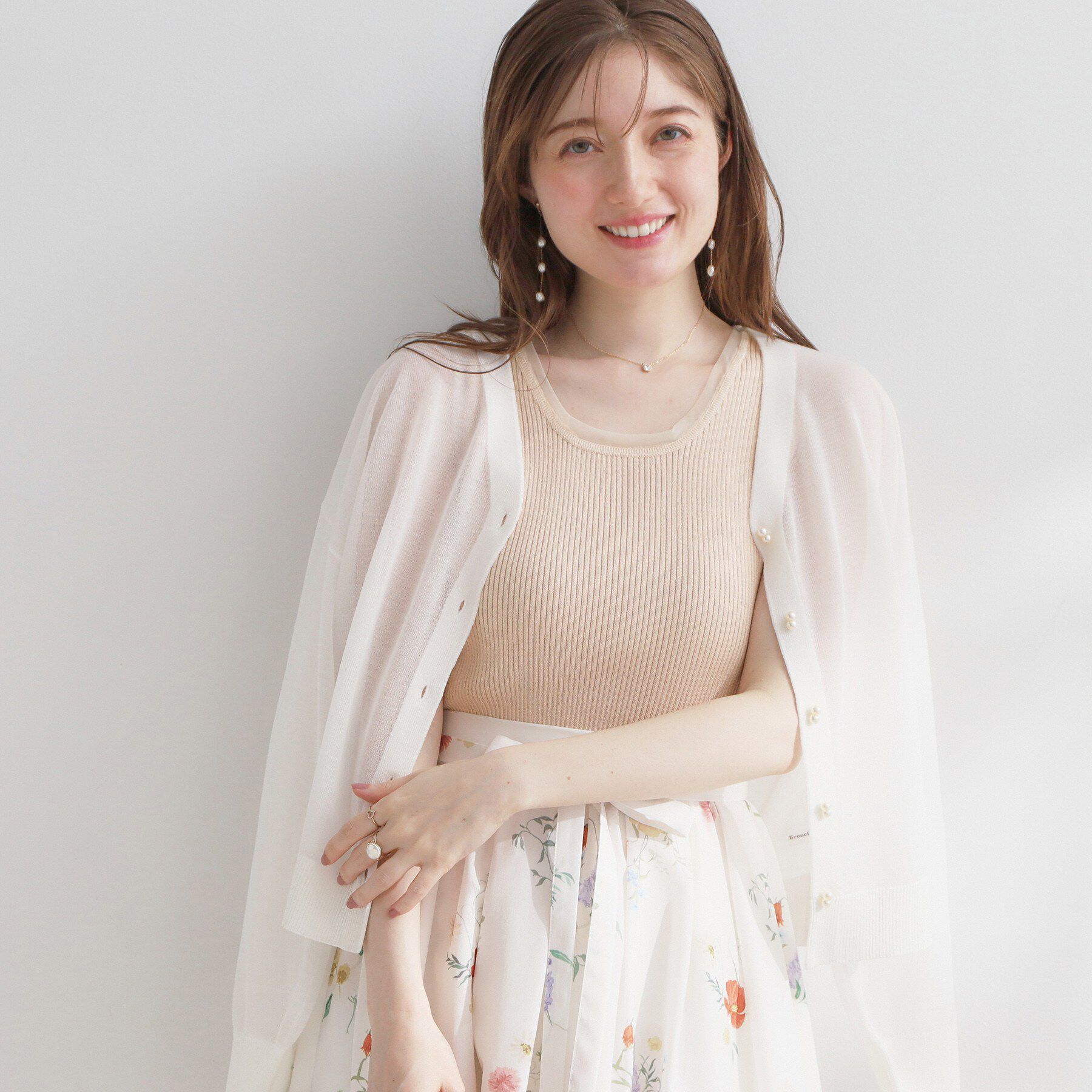 Couture broach「チュール付きタンクトップ」|キャミソール|ライトピンク(070