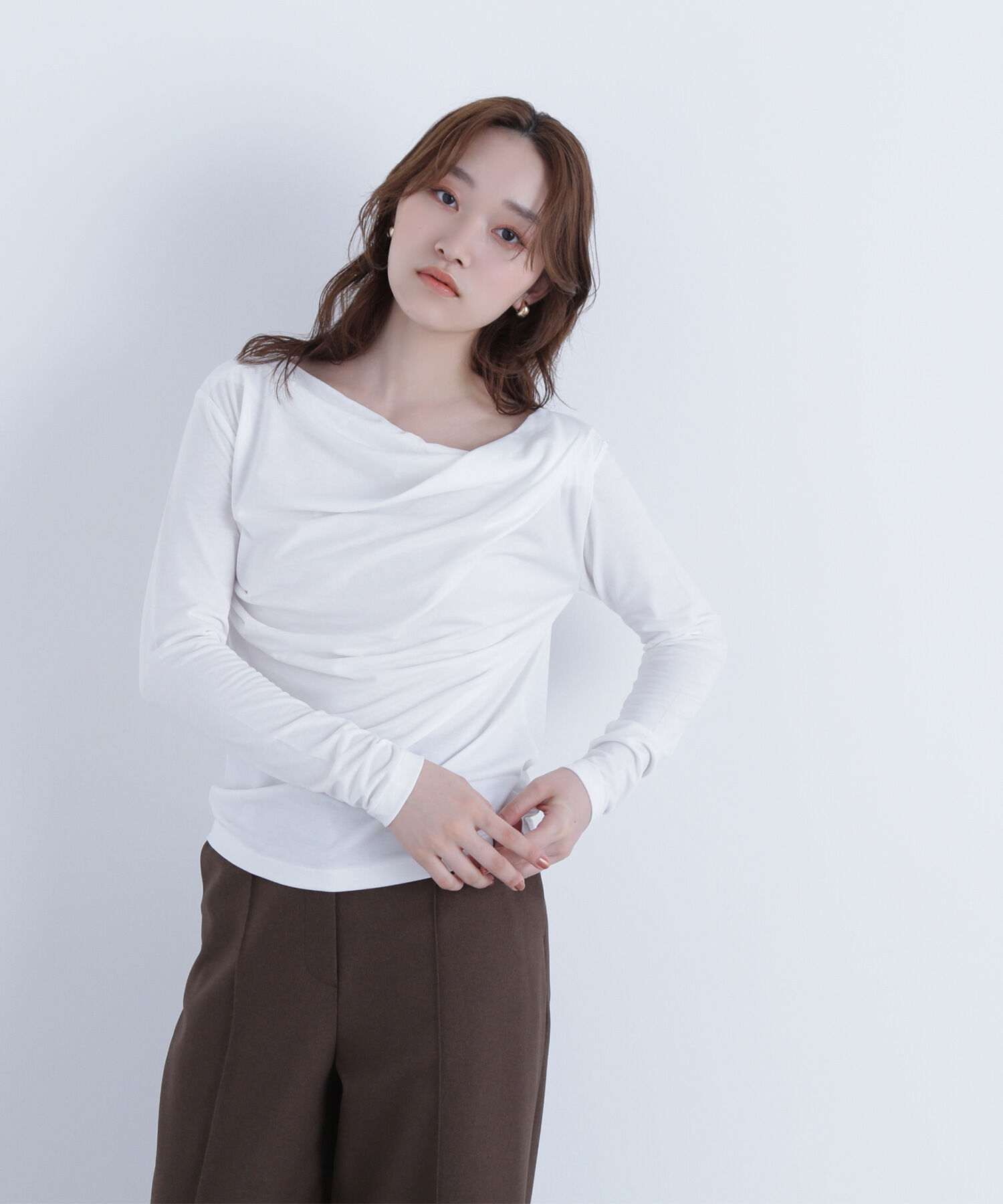  「ドレープネックカットソー」|Tシャツ・カットソー|
