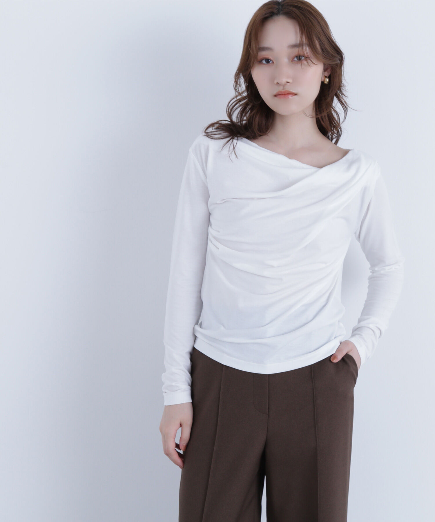  「ドレープネックカットソー」|Tシャツ・カットソー|