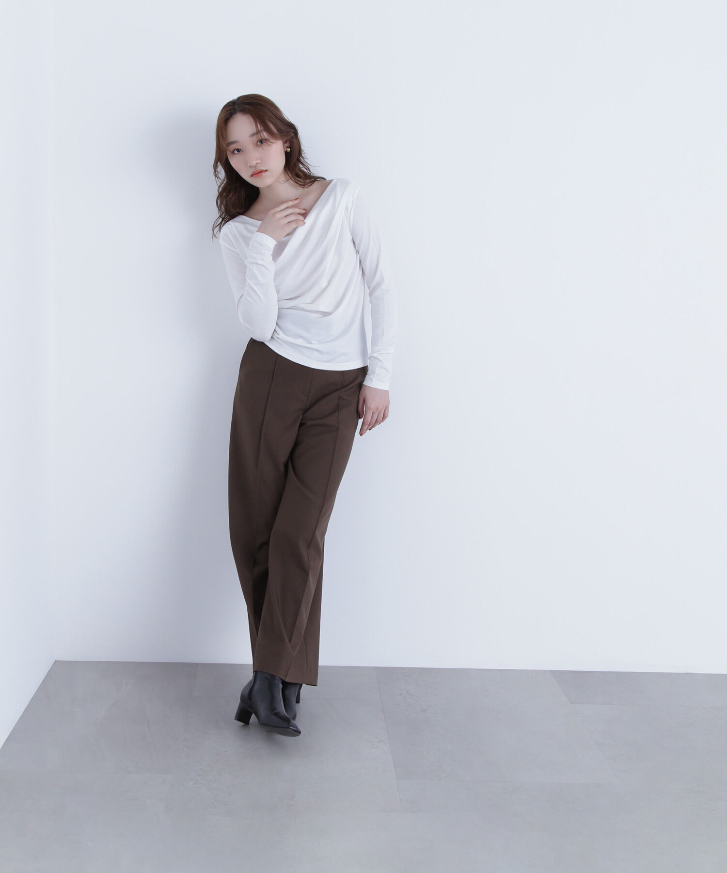  「ドレープネックカットソー」|Tシャツ・カットソー|