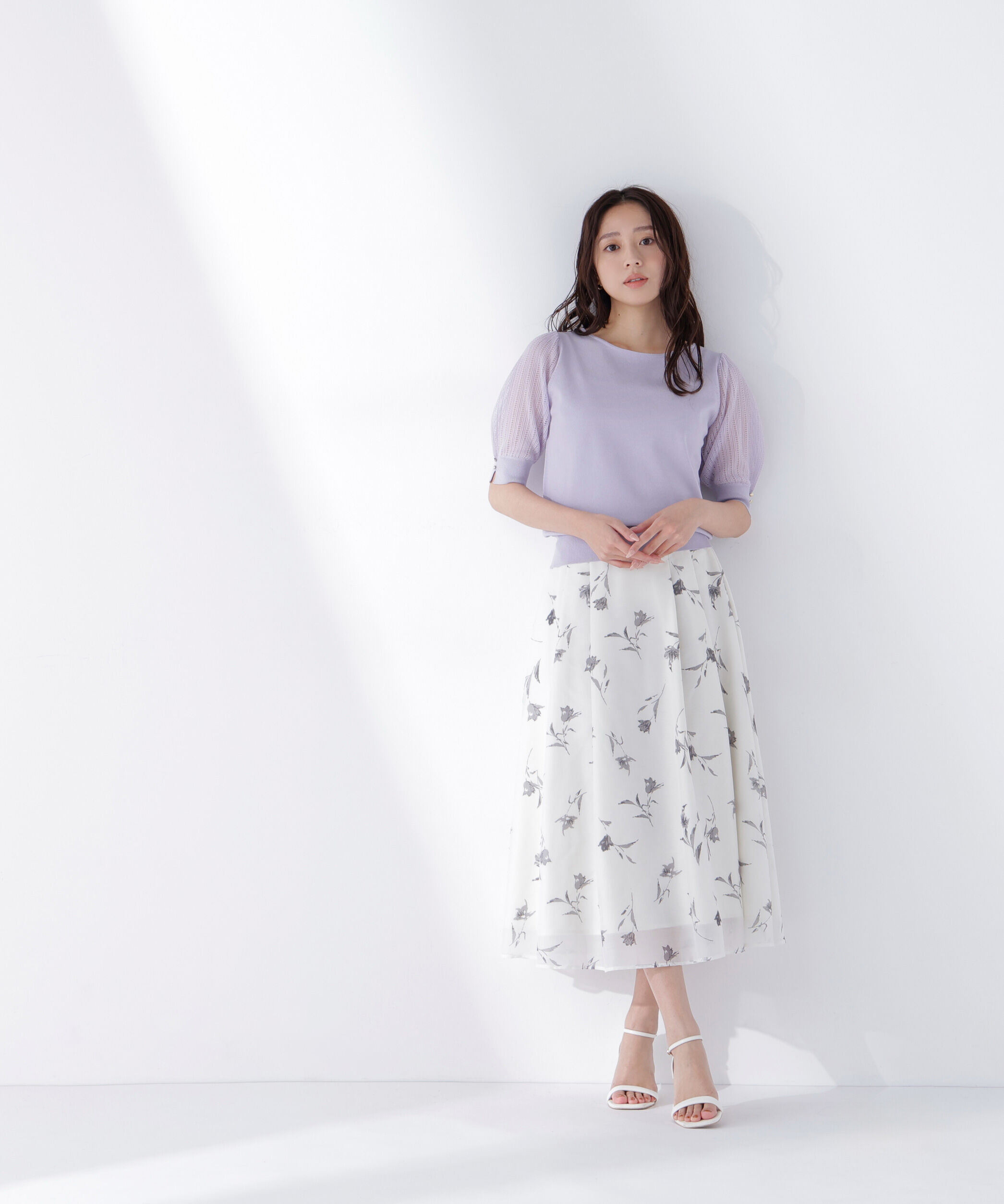  「透かし編みスリーブニット」|ニット・セーター|