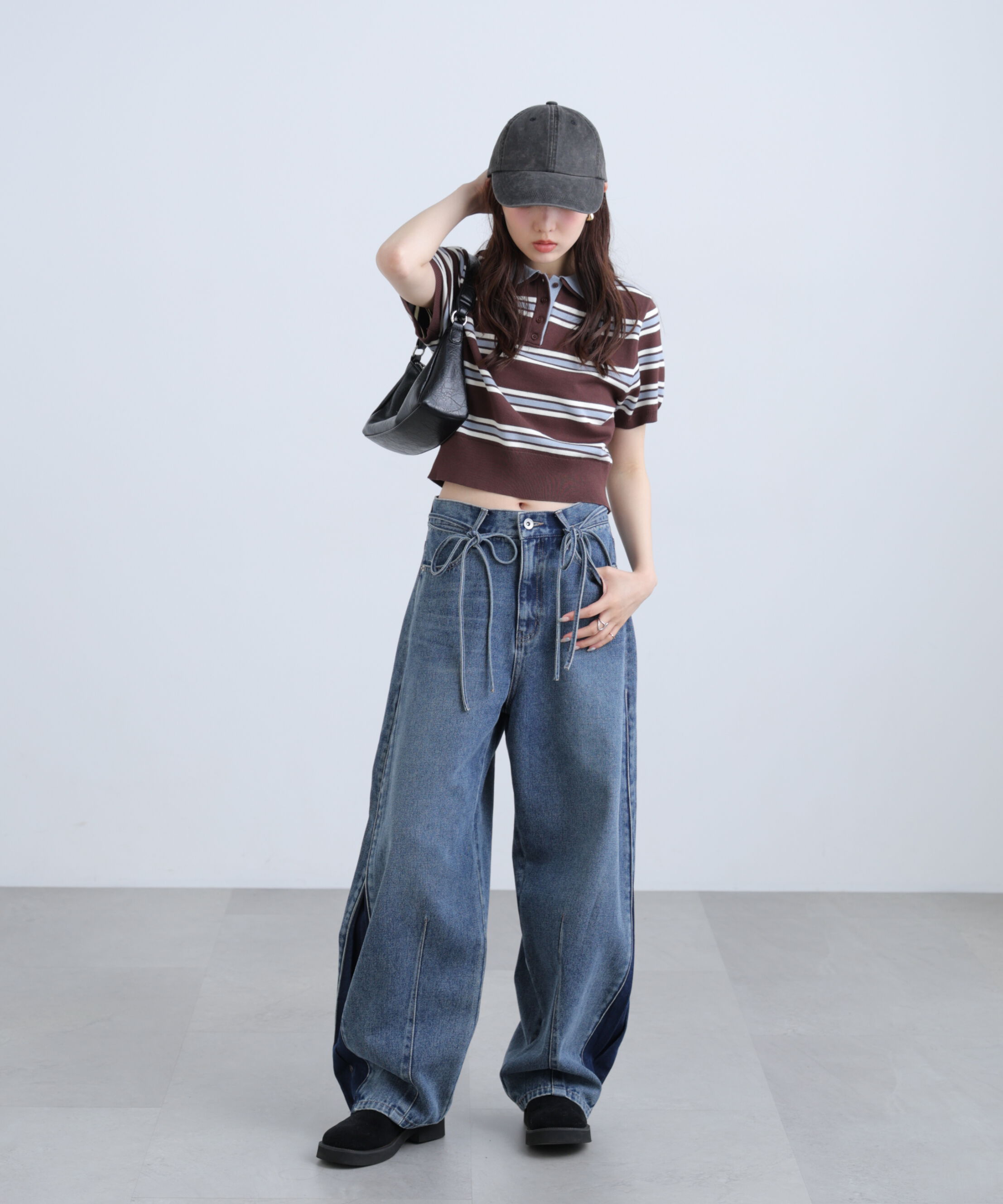  「[低身長サイズ/Sシリーズ]サイドタックリボンカーブデニムパンツ」|その他|
