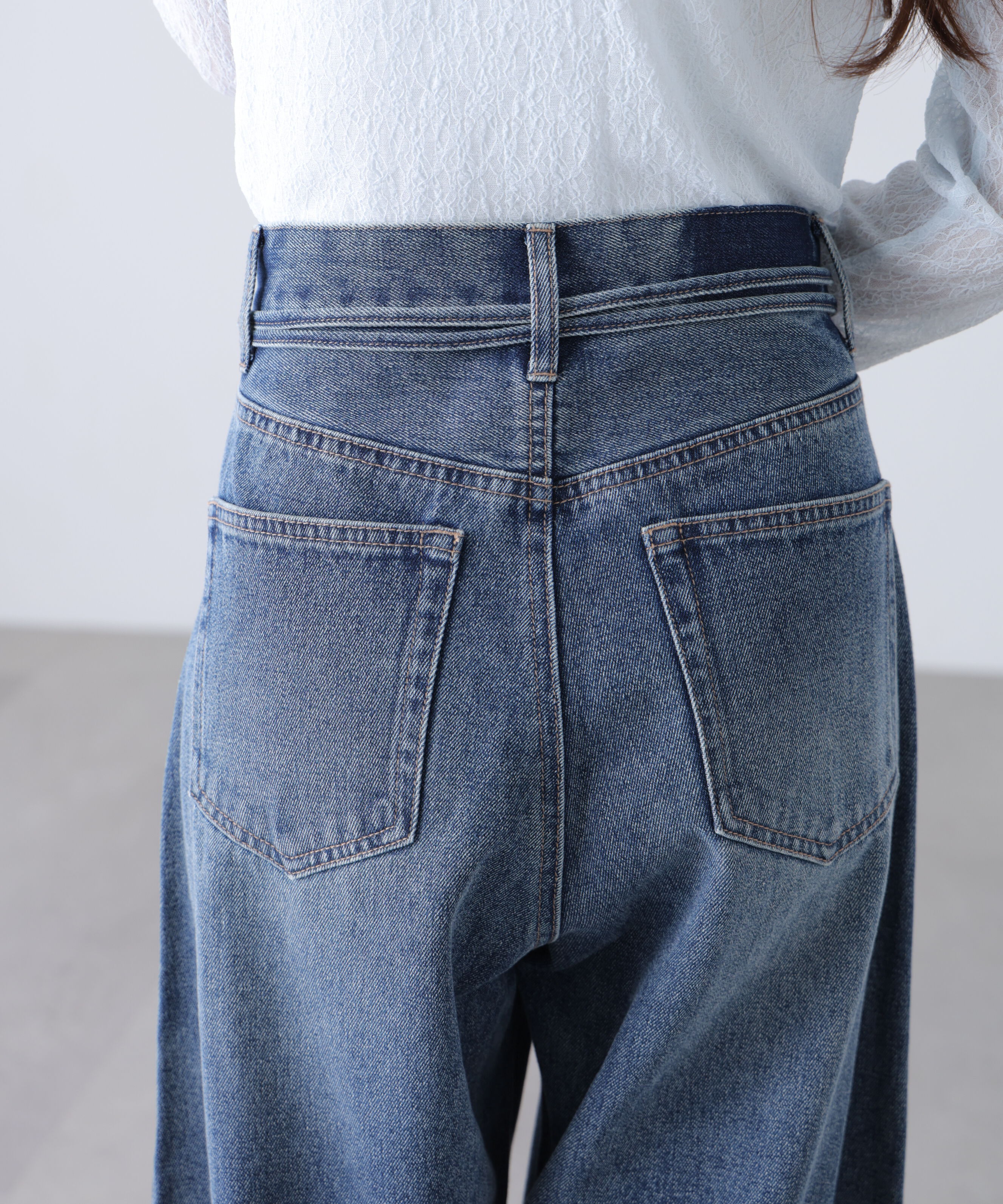  「[低身長サイズ/Sシリーズ]サイドタックリボンカーブデニムパンツ」|その他|