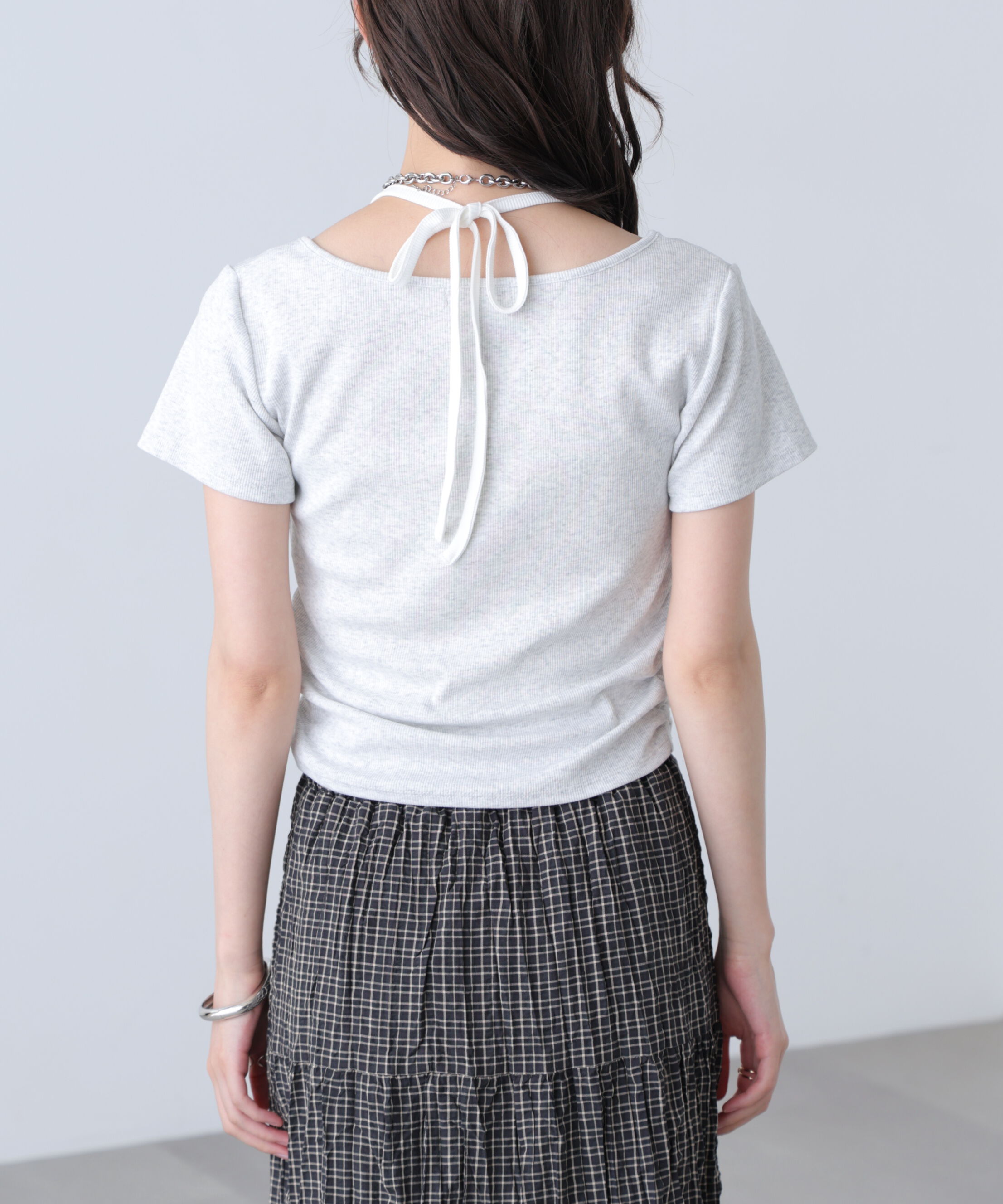  「インナーレイヤードボーダーヘンリーネックTシャツ」|Tシャツ・カットソー|