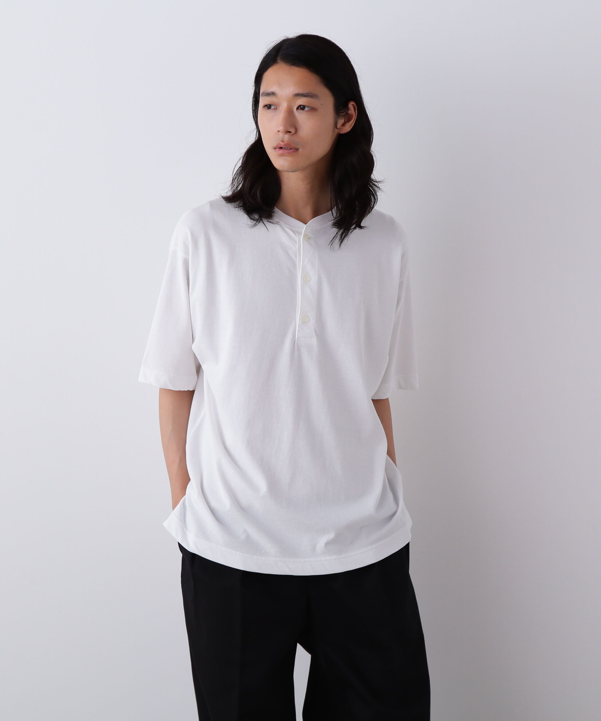 YLEVE 「YLEVE / COTTON HIGH-TWISTED JERSEY HENRY NECK T-SHIRT」|Tシャツ・カットソー|ホワイト