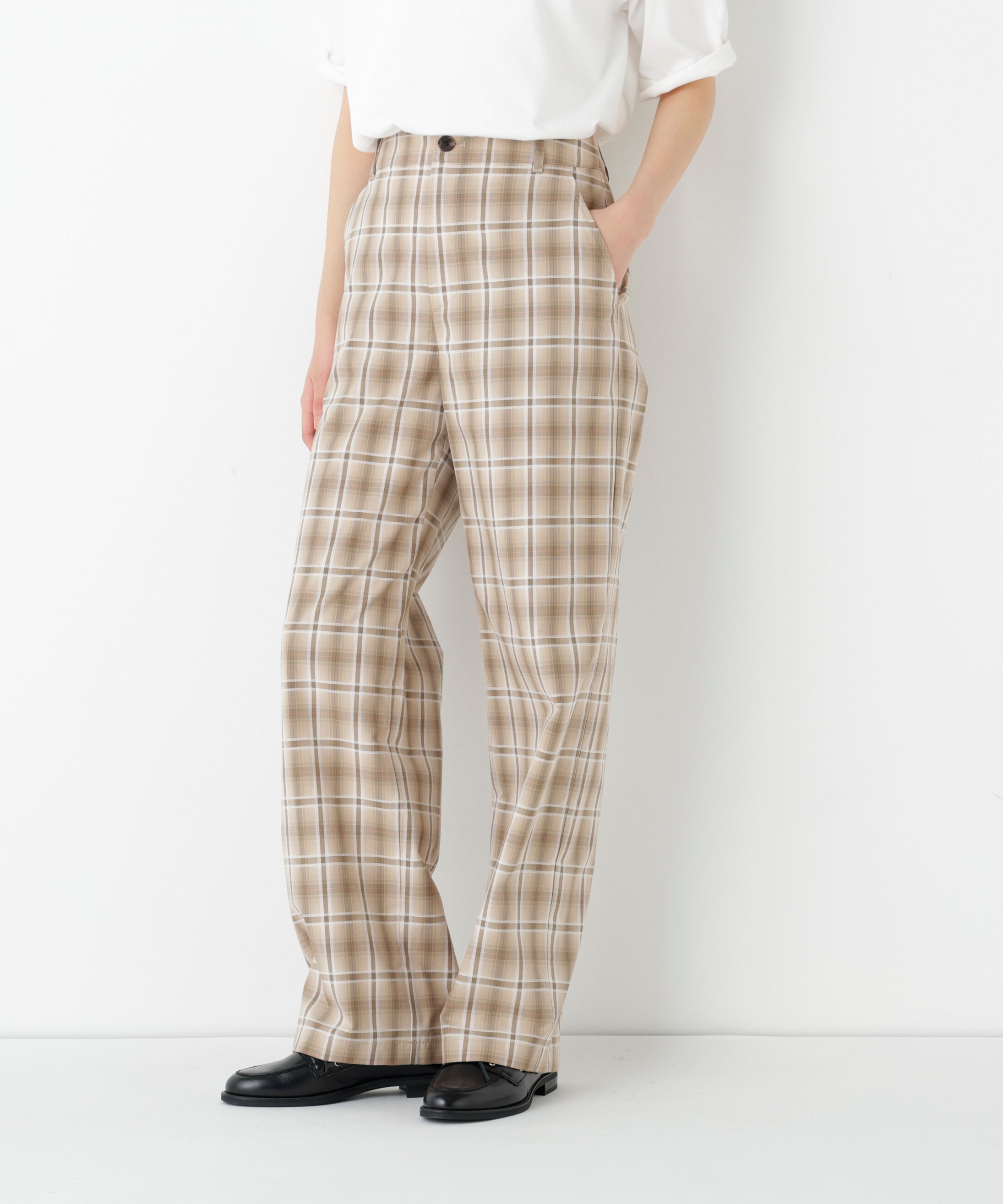  「◆≪ウォッシャブル≫先染めチェックストレートパンツ」|その他|