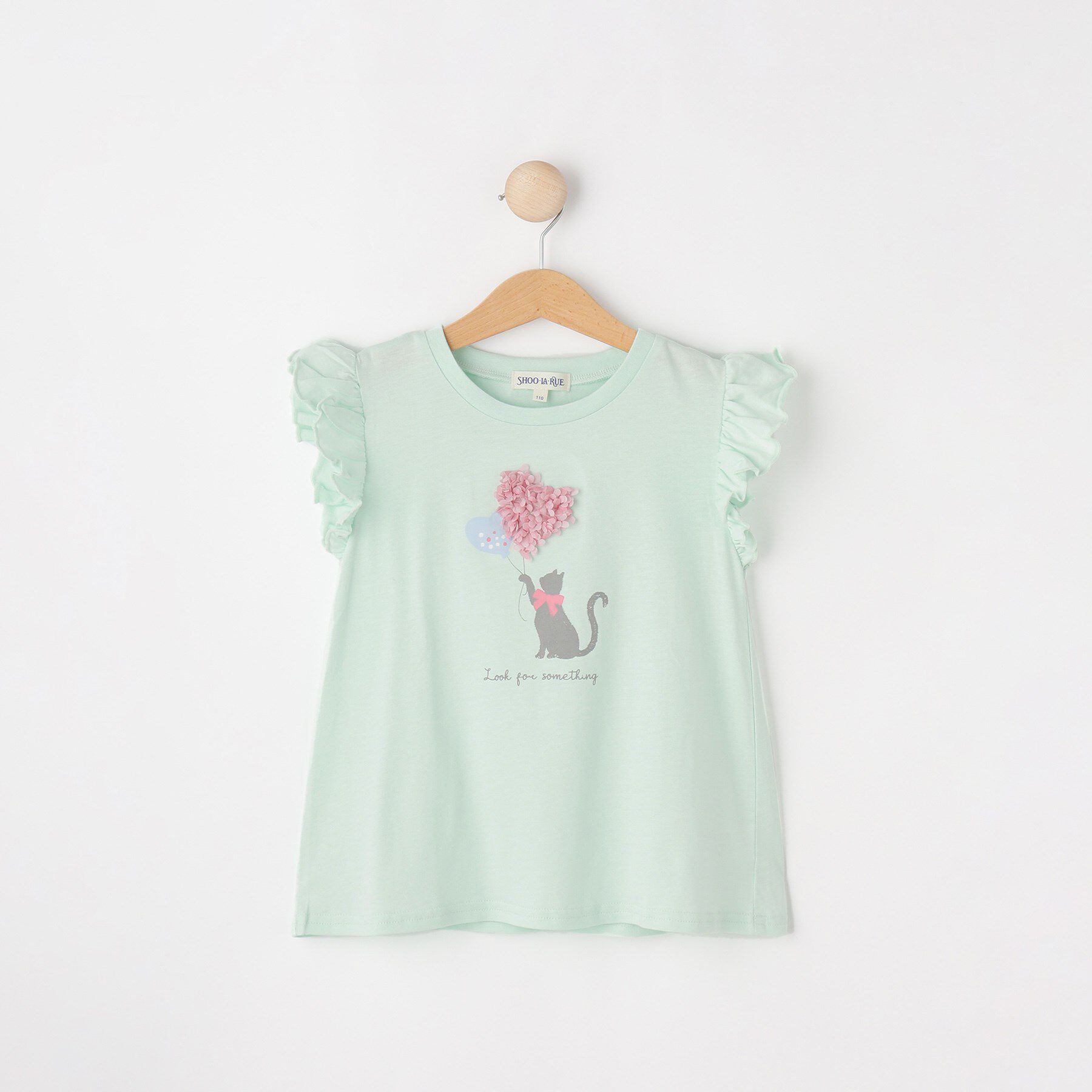 SHOO･LA･RUE「【100-150cm/ひんやり】花びらモチーフTシャツ」|Tシャツ・カットソー|ライトグリーン(02