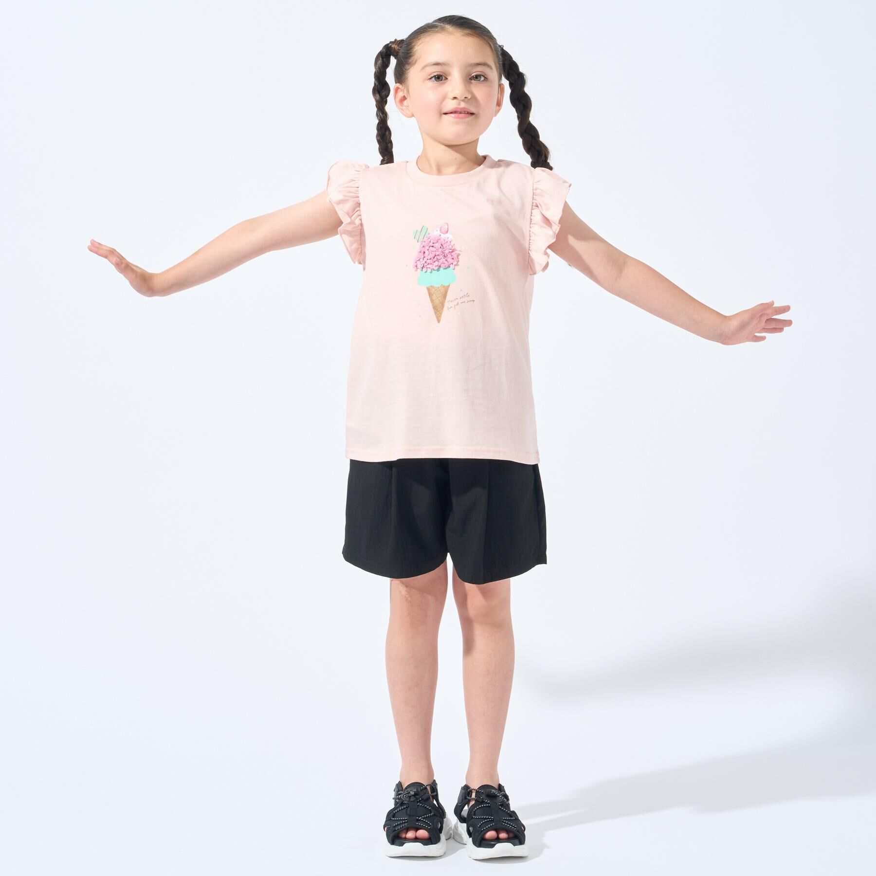 SHOO･LA･RUE「【100-150cm/ひんやり】花びらモチーフTシャツ」|Tシャツ・カットソー|